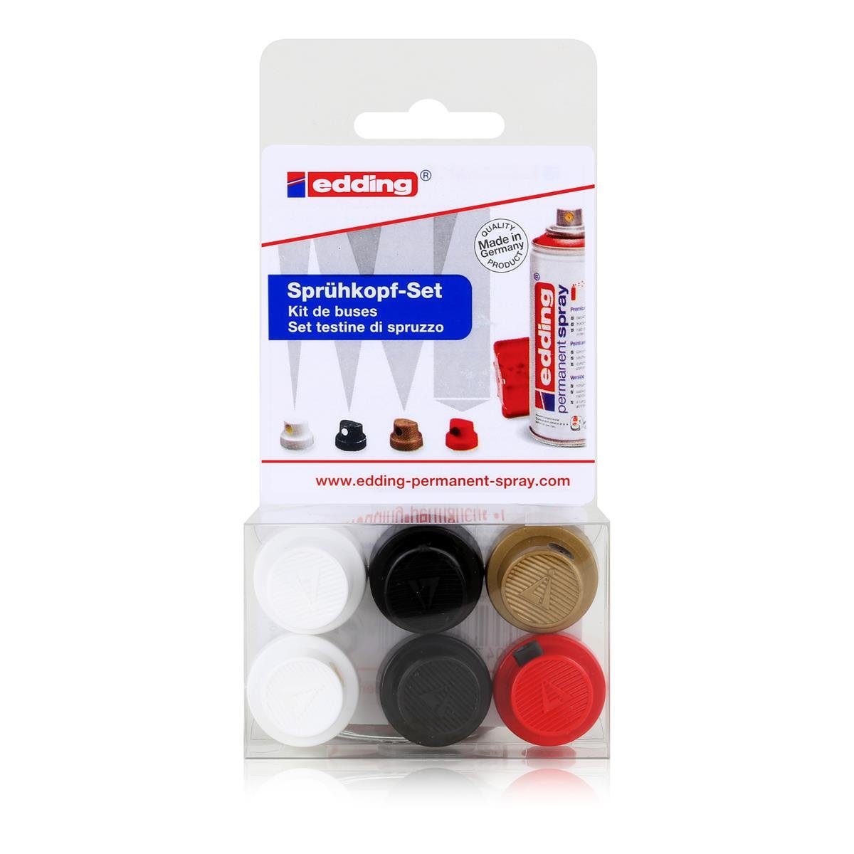 edding Sprühfarbe edding Permanent Spray Sprühkopf-Set, 6 Stk.