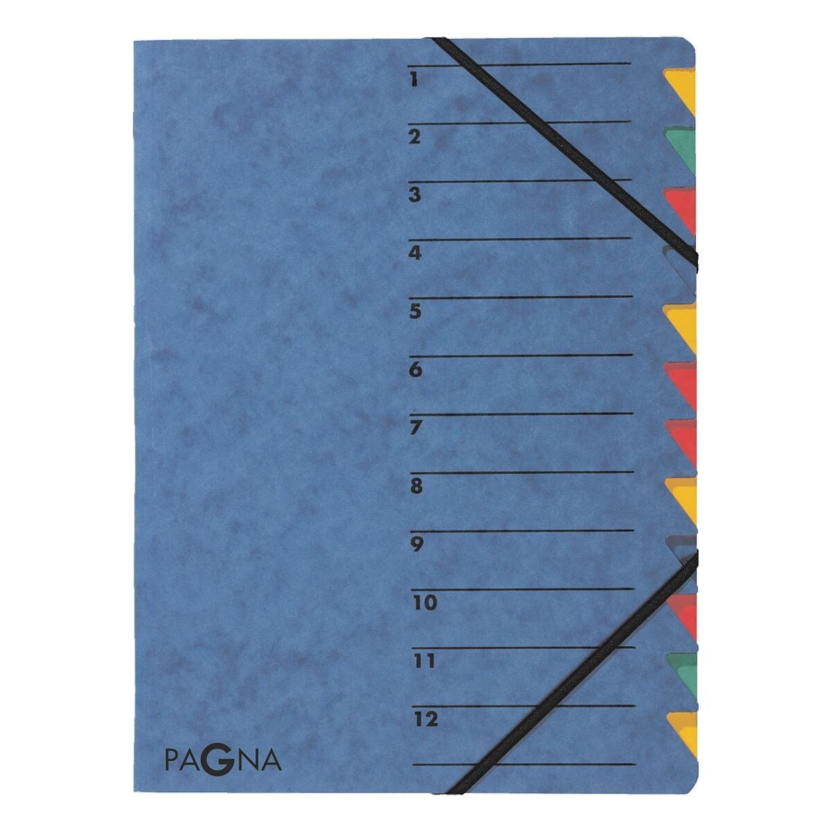 PAGNA Organisationsmappe Standard, Ordnungsmappe mit 12 Fächern, A4 blau
