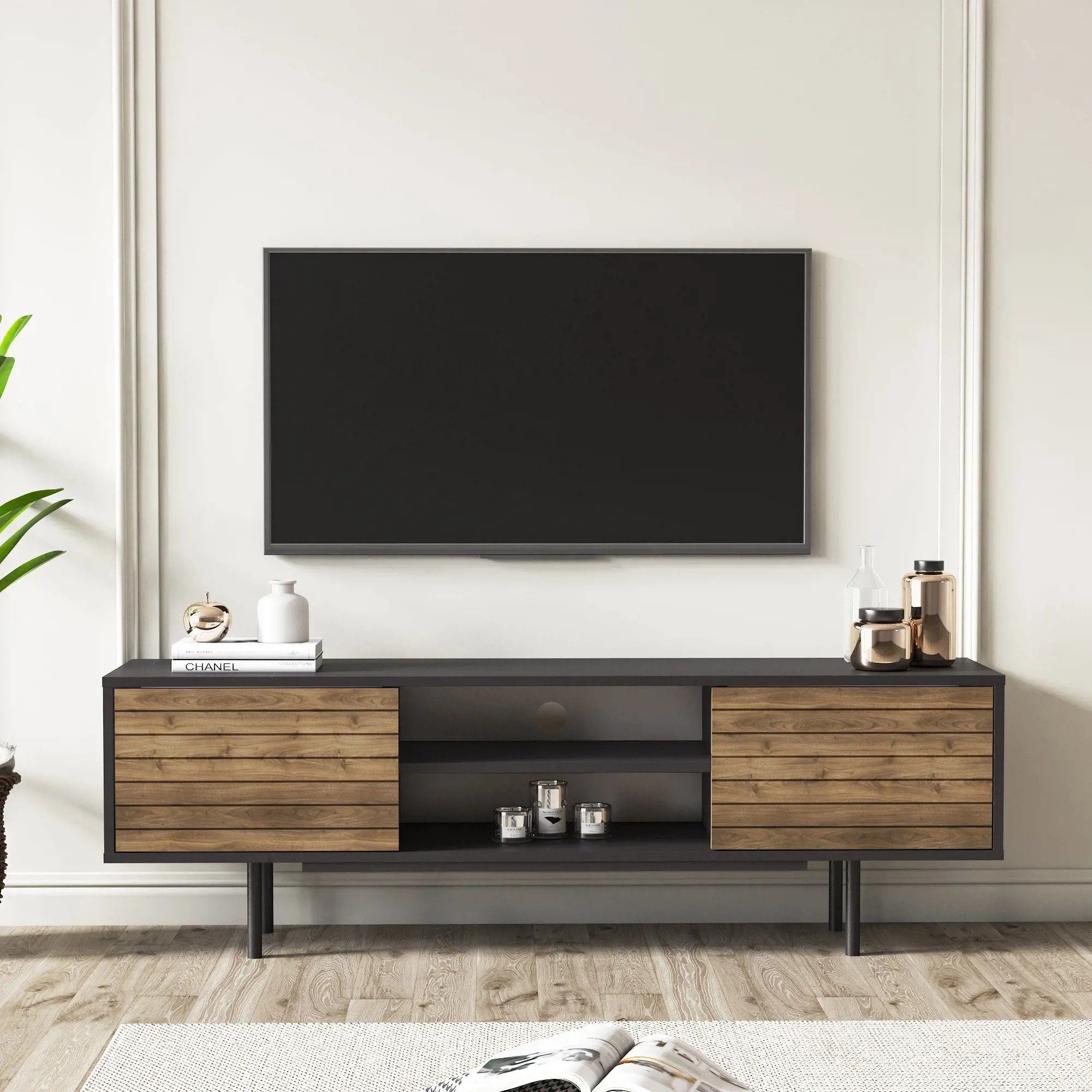 Minimadecor TV-Schrank Colosseo TV-Schränke Schwarz x -160cm 51cm Nussbaum Weiß & oder 35cm x schwarz/braun