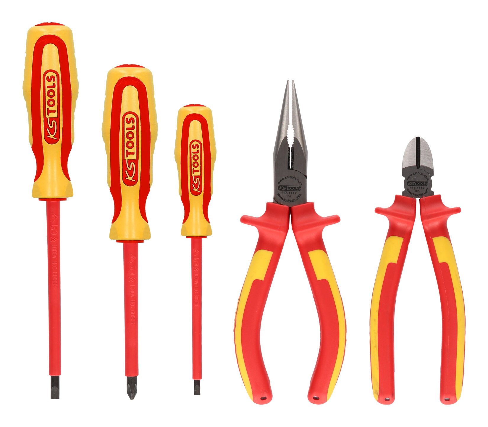 KS Tools Zangenset ERGOTORQUE VDE, 5-tlg., Zangen- und Schraubendreher-Satz, 5-teilig Variante 1