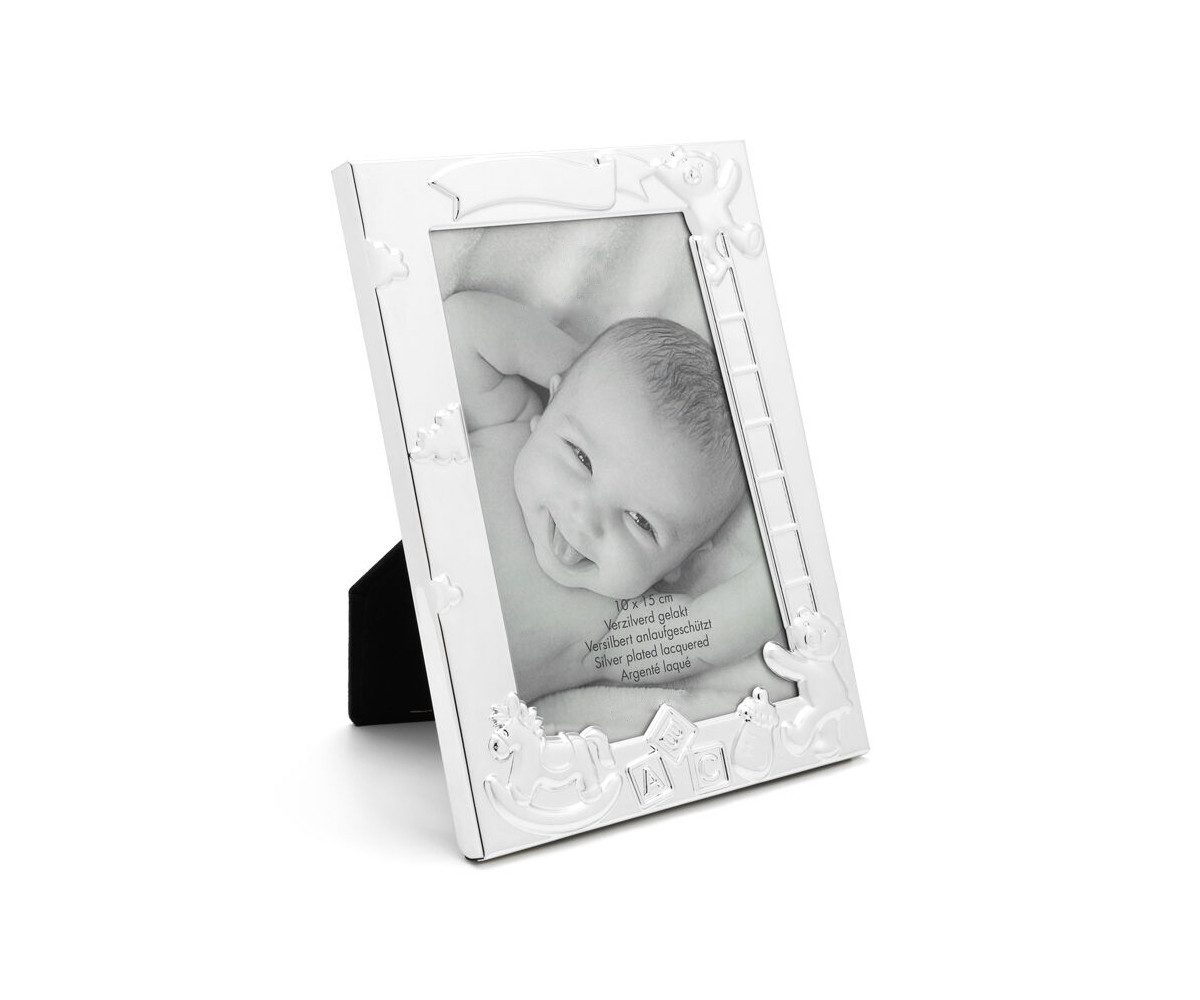 Brillibrum Bilderrahmen Bilderrahmen versilbert 10x15 Kinder Foto Rahmen Fotorahmen Bärchen