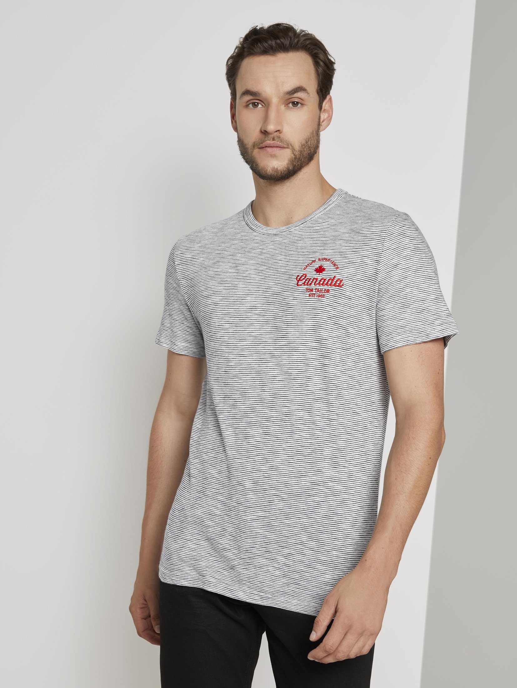 TOM T-Shirt Stickerei Strukturiertes T-Shirt mit TAILOR
