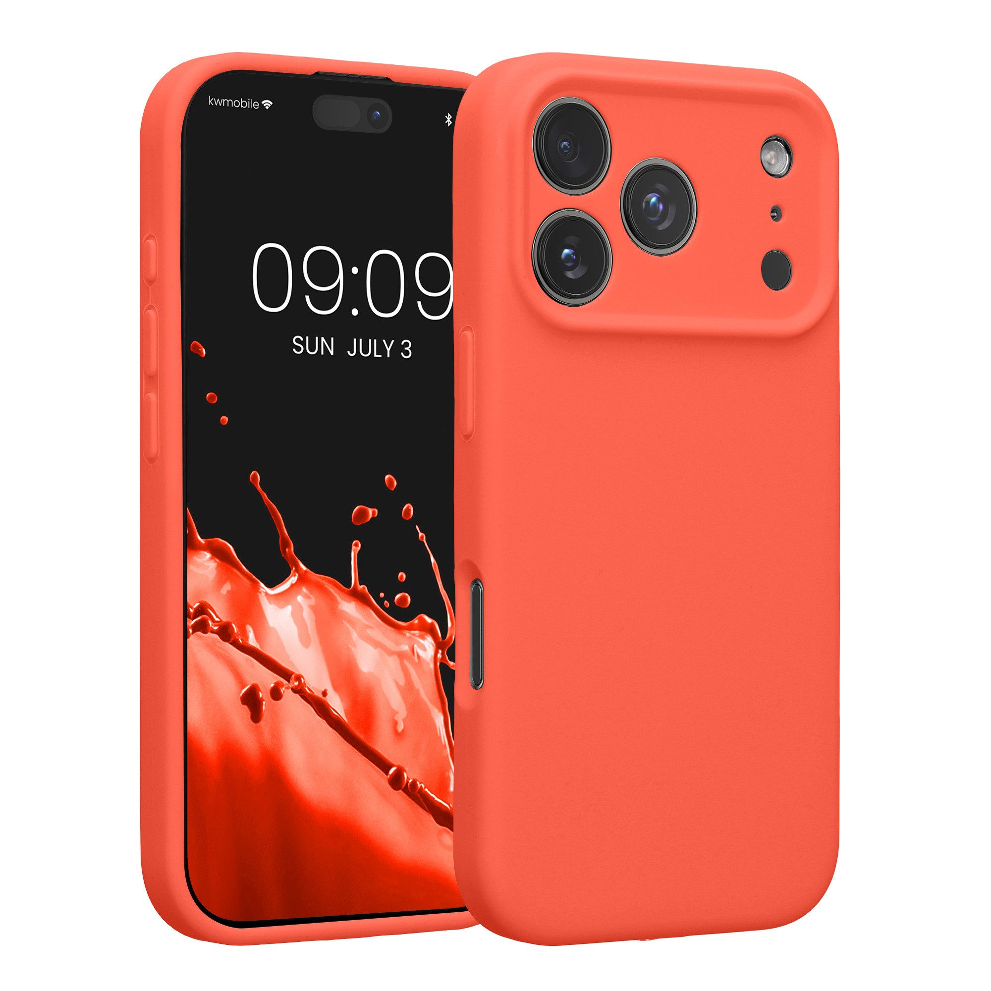 kwmobile Smartphone-Hülle Handyhülle für Apple iPhone 17 Pro Hülle, Hülle Silikon gummiert - Handyhülle - Handy Case in Neon Koralle