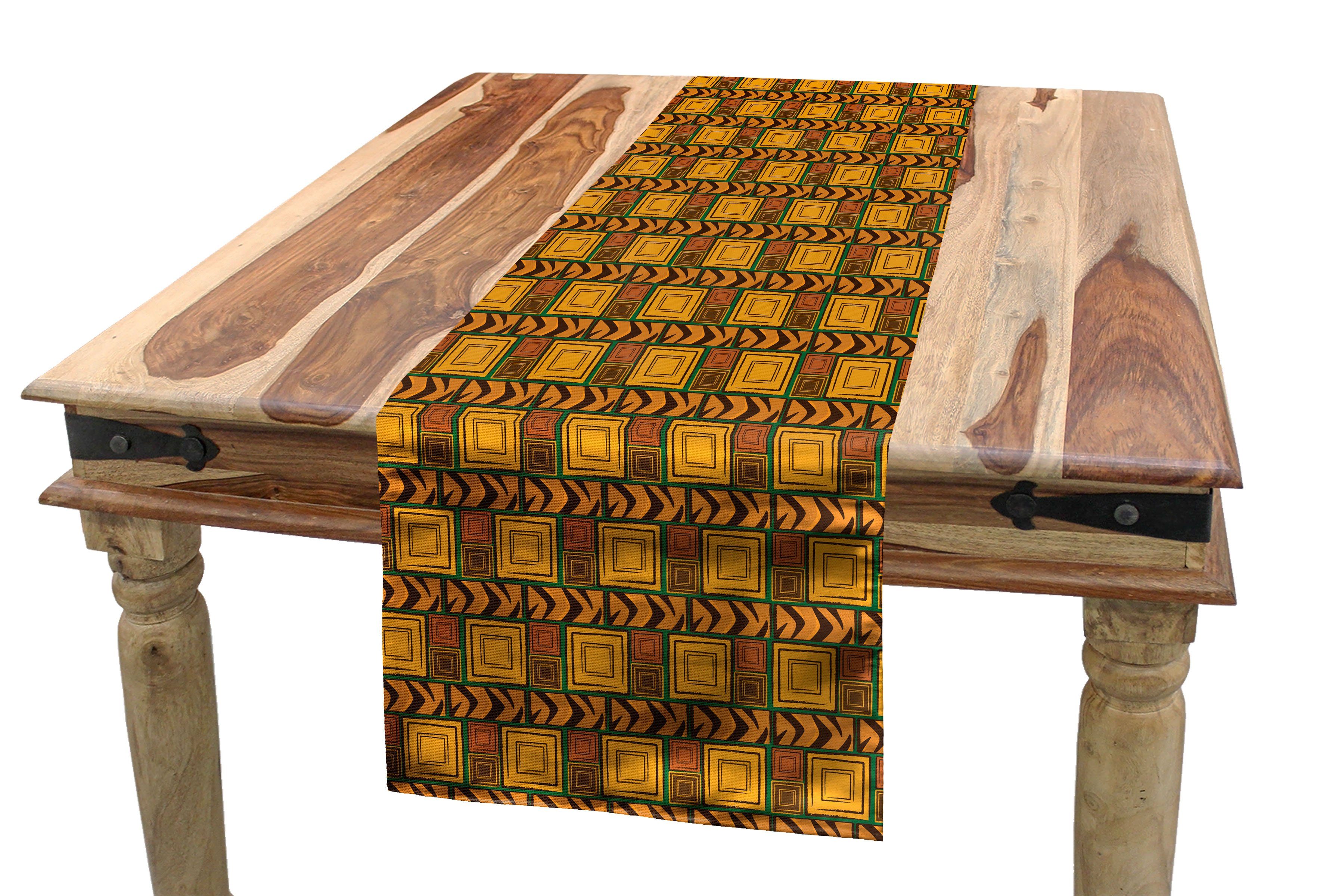 Abakuhaus Tischläufer Esszimmer Küche Rechteckiger Dekorativer Tischläufer, Sambia Kenyan Effekte