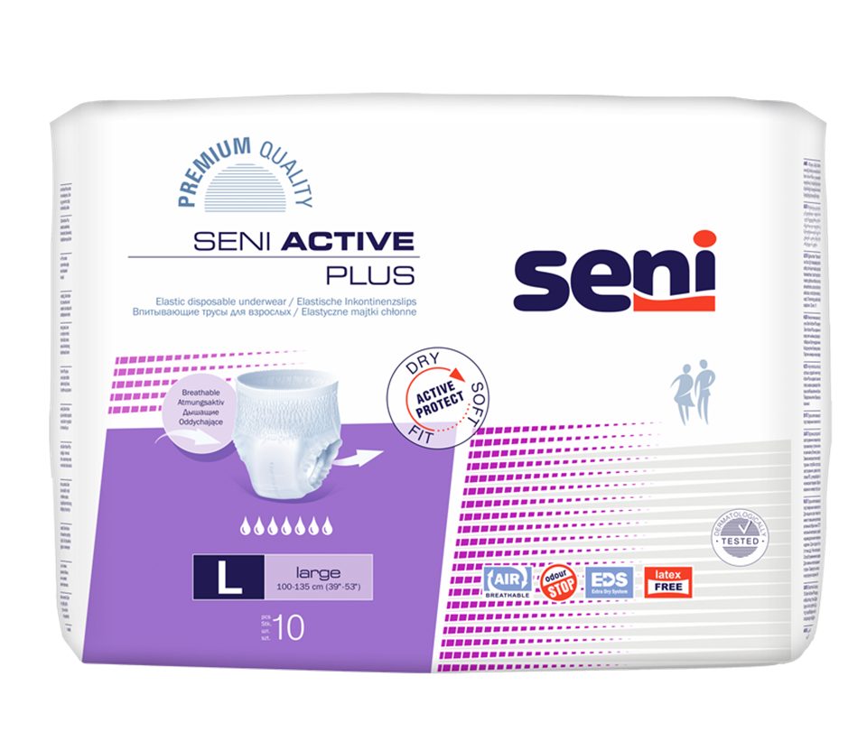 seni Inkontinenz-Pants Seni Active Plus 8x 10 Stück, stark, 7 von 7 Tropfen, L Gr.
