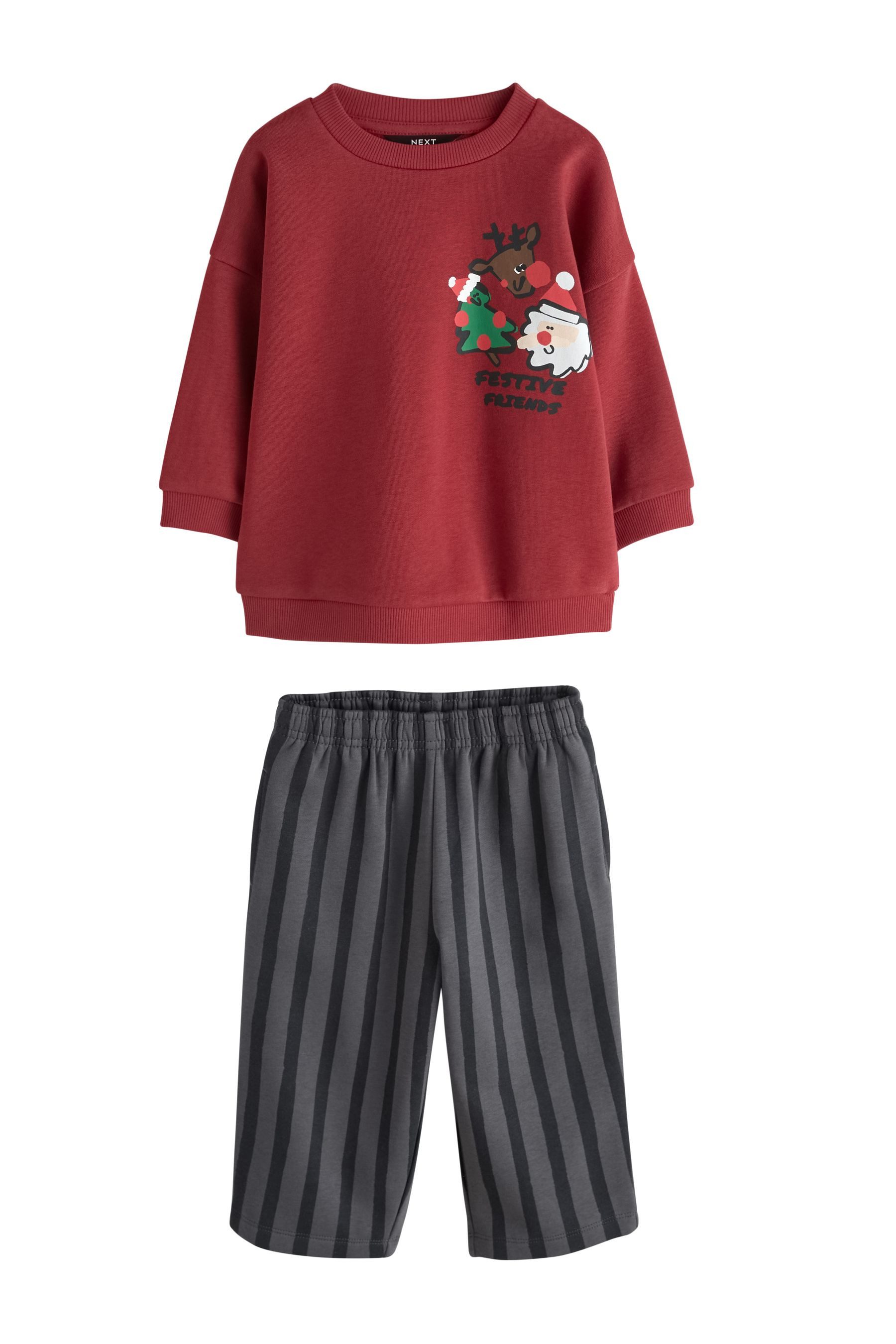 Next Sweatanzug Rundhals-Sweatshirt mit Print und Jogginghose (2-tlg)