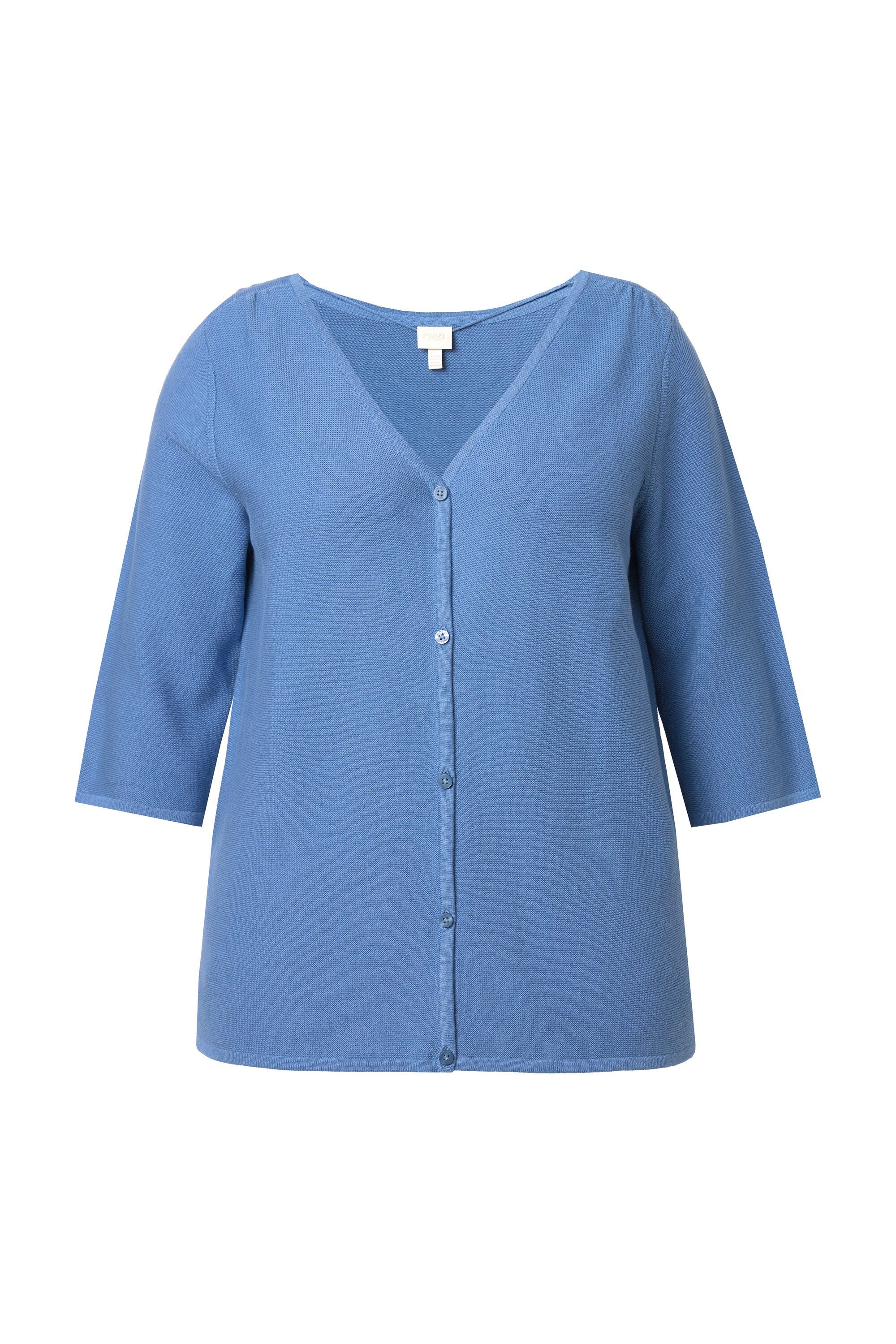 Ulla Popken Strickjacke Strickjacke V-Ausschnitt 3/4-Arm günstig online kaufen