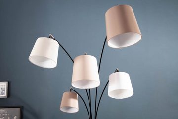 riess-ambiente Bogenlampe LEVELS 205cm braun / beige / weiß, ohne Leuchtmittel, Wohnzimmer · Leinen · Metall · Marmor · Retro