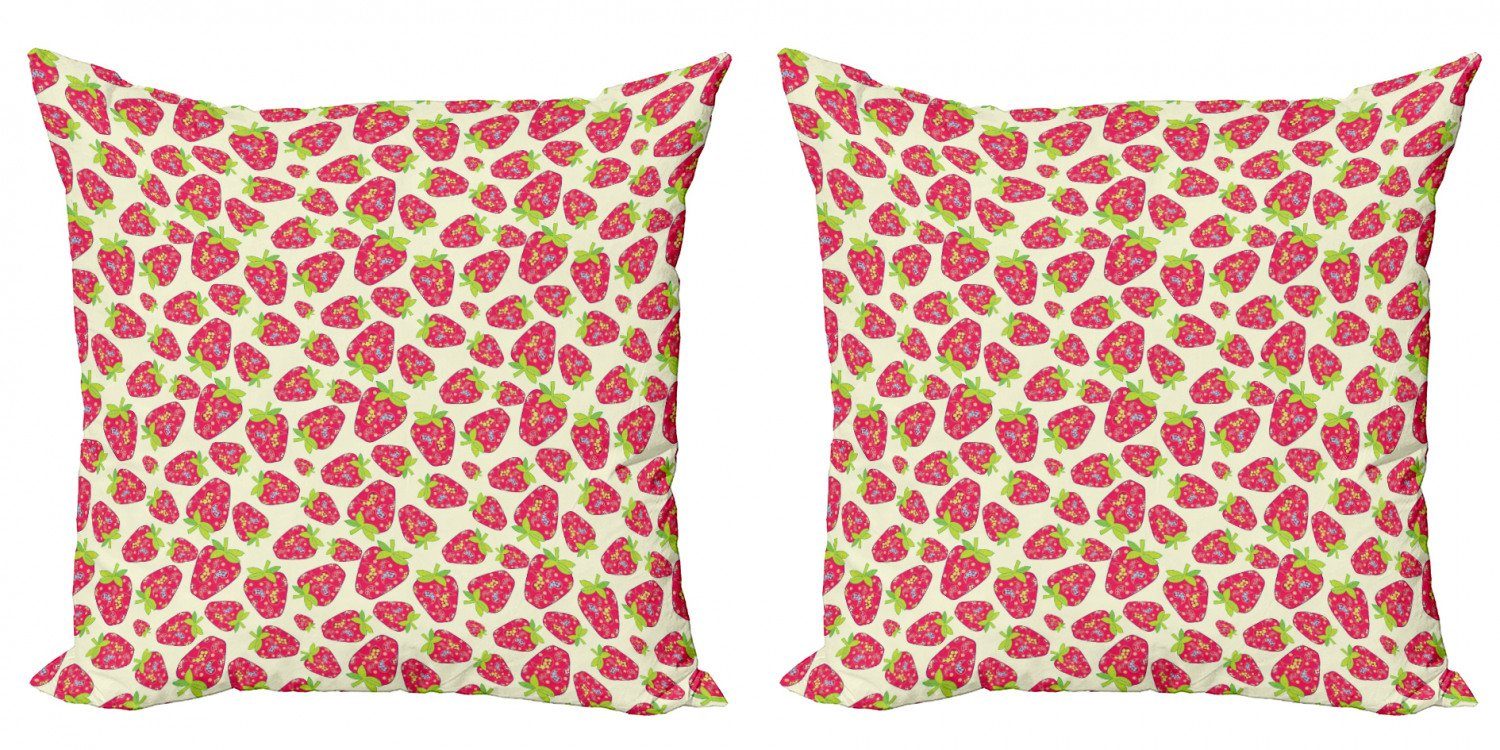 Kissenbezüge Modern Stück), (2 Accent Obst Motive Doppelseitiger Abakuhaus Erdbeere Paisley Digitaldruck