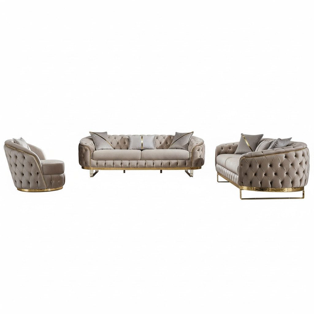 Palms-Store Sofa -Set MIRA mit Knopfheftung in 5 edlen Farbvarianten, 3-Sit günstig online kaufen