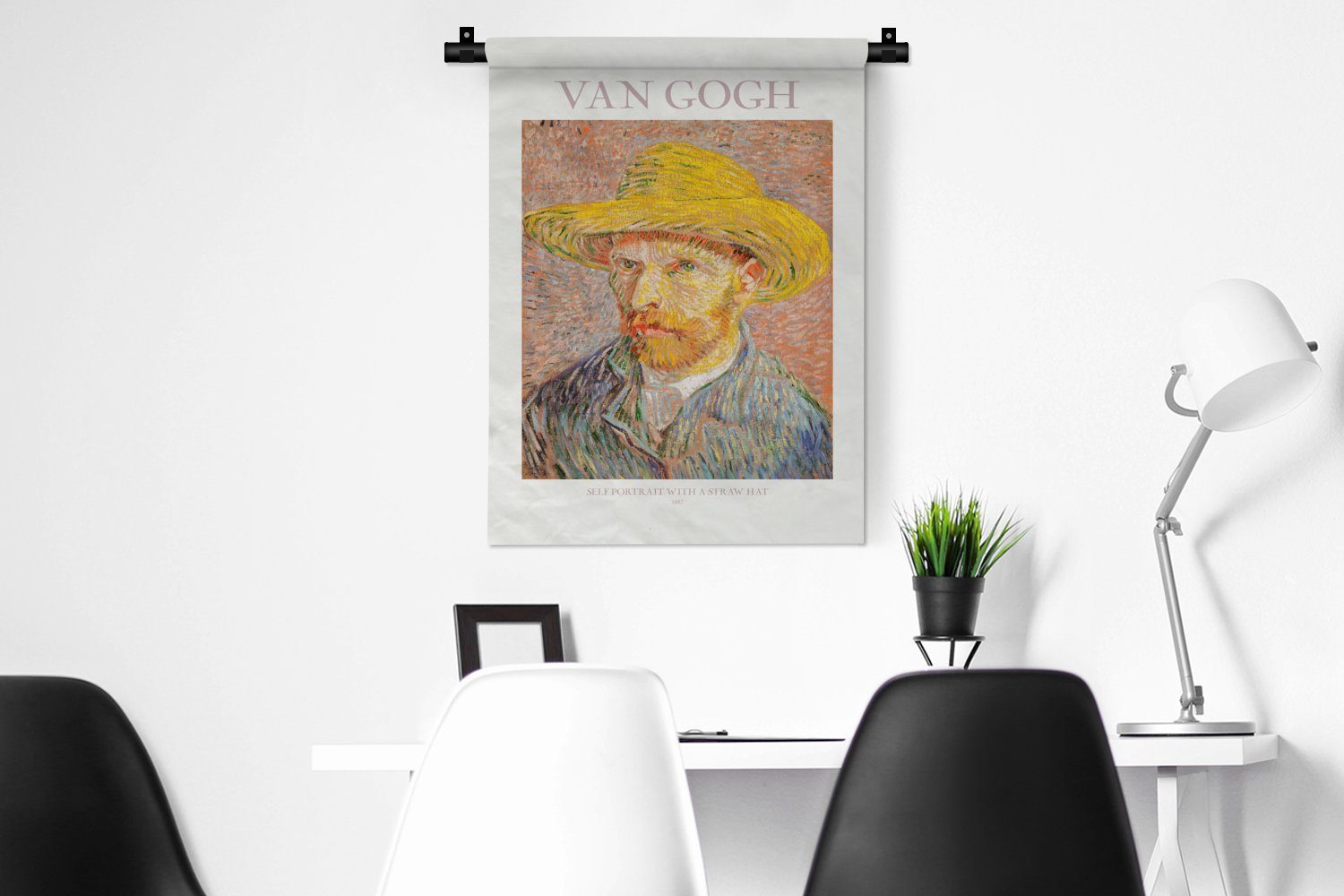 MuchoWow Wanddekoobjekt Van Gogh - - Tapisserie, Wohnzimmer, Gemälde für an - Wand, Selbstporträt Schlafzimmer Deko Gelb, der