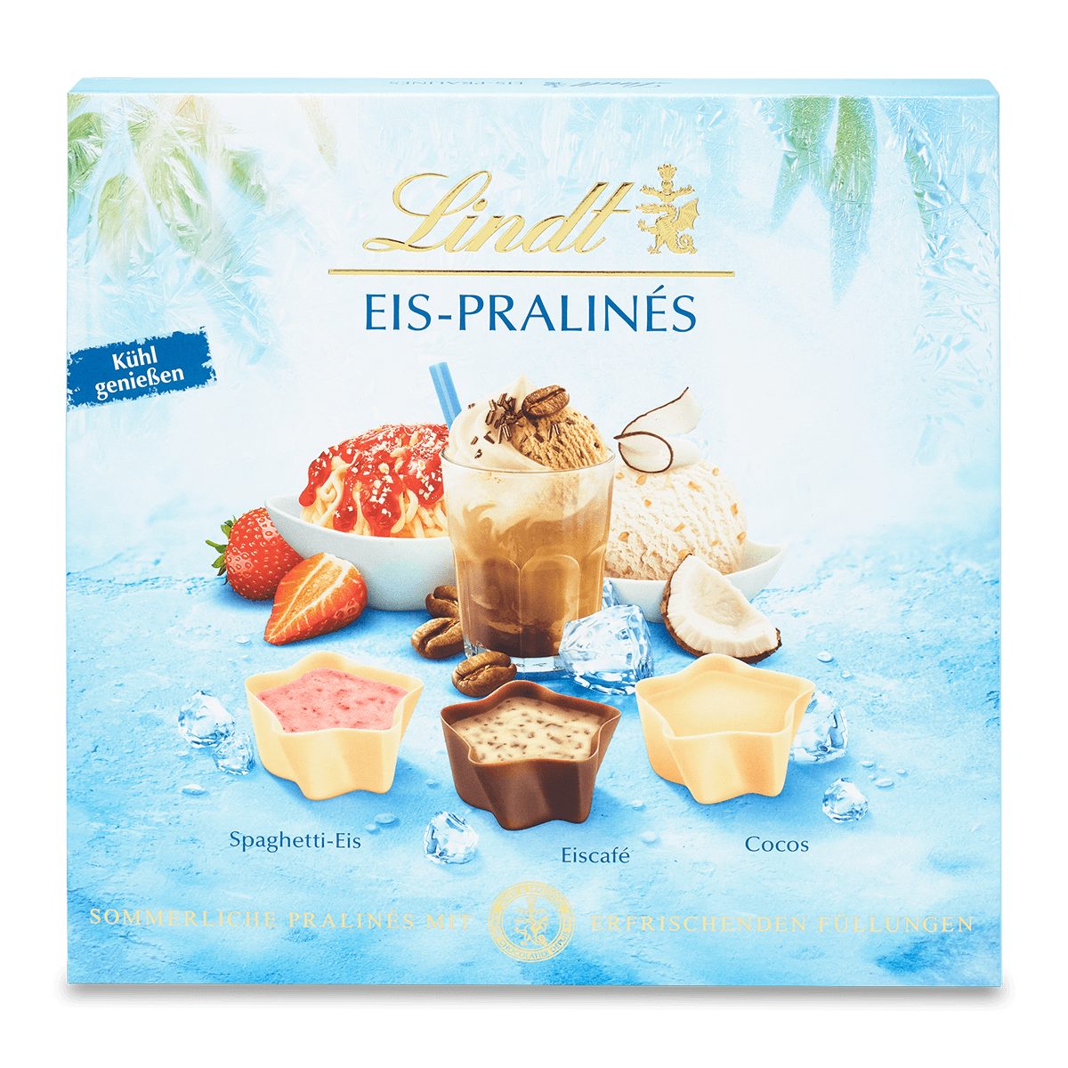 LINDT Schokolade 148g Eis Pralines Schachtel Sommer Schokolade Pralinen Geschenk Vorrat, 1 x 148 g, 1 St.