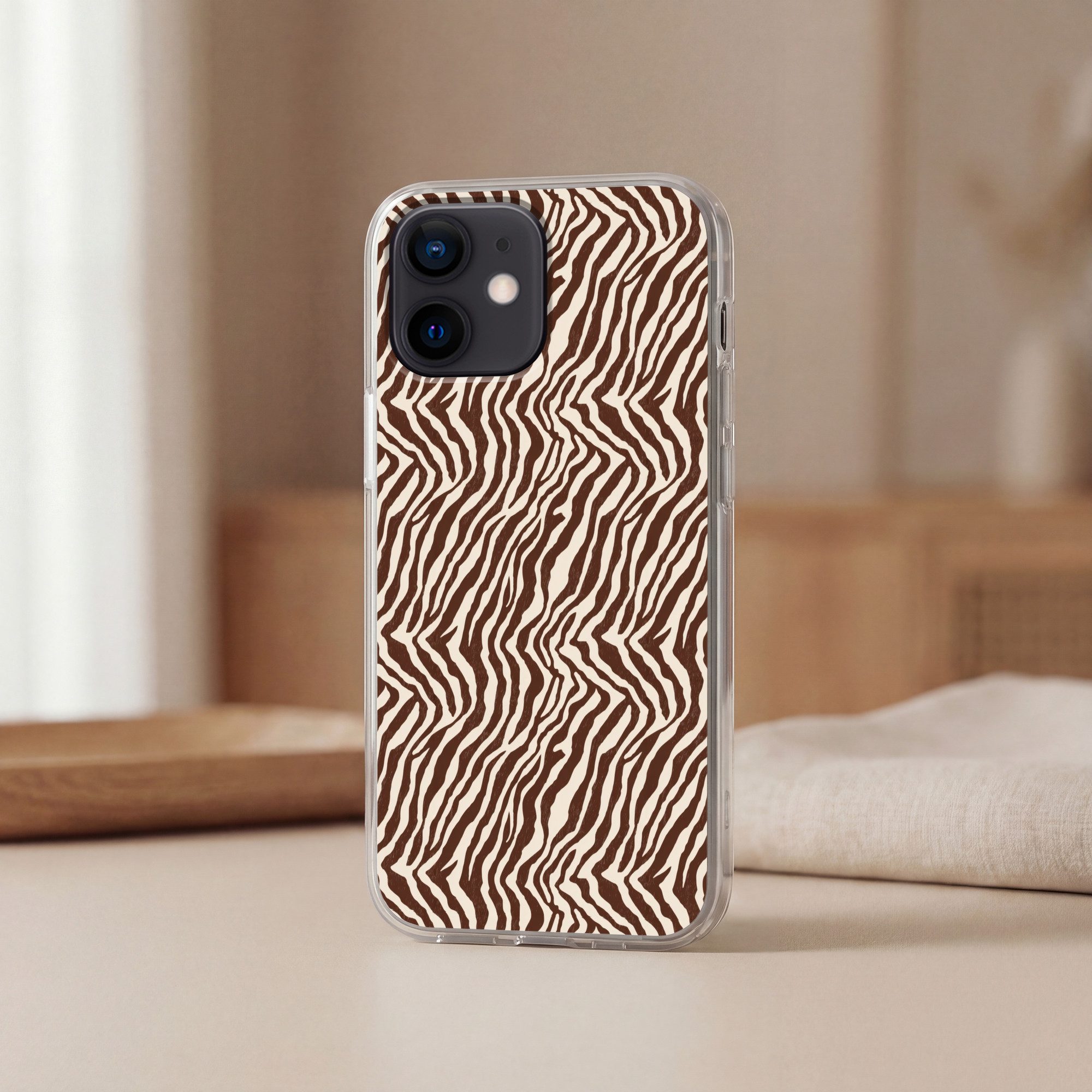 MuchoWow Handyhülle für Apple iPhone 12 Mini Zebra - Muster - Schwarz - Weiß, Smartphone-Bumper, Print, Handy Schutzhülle Dünn