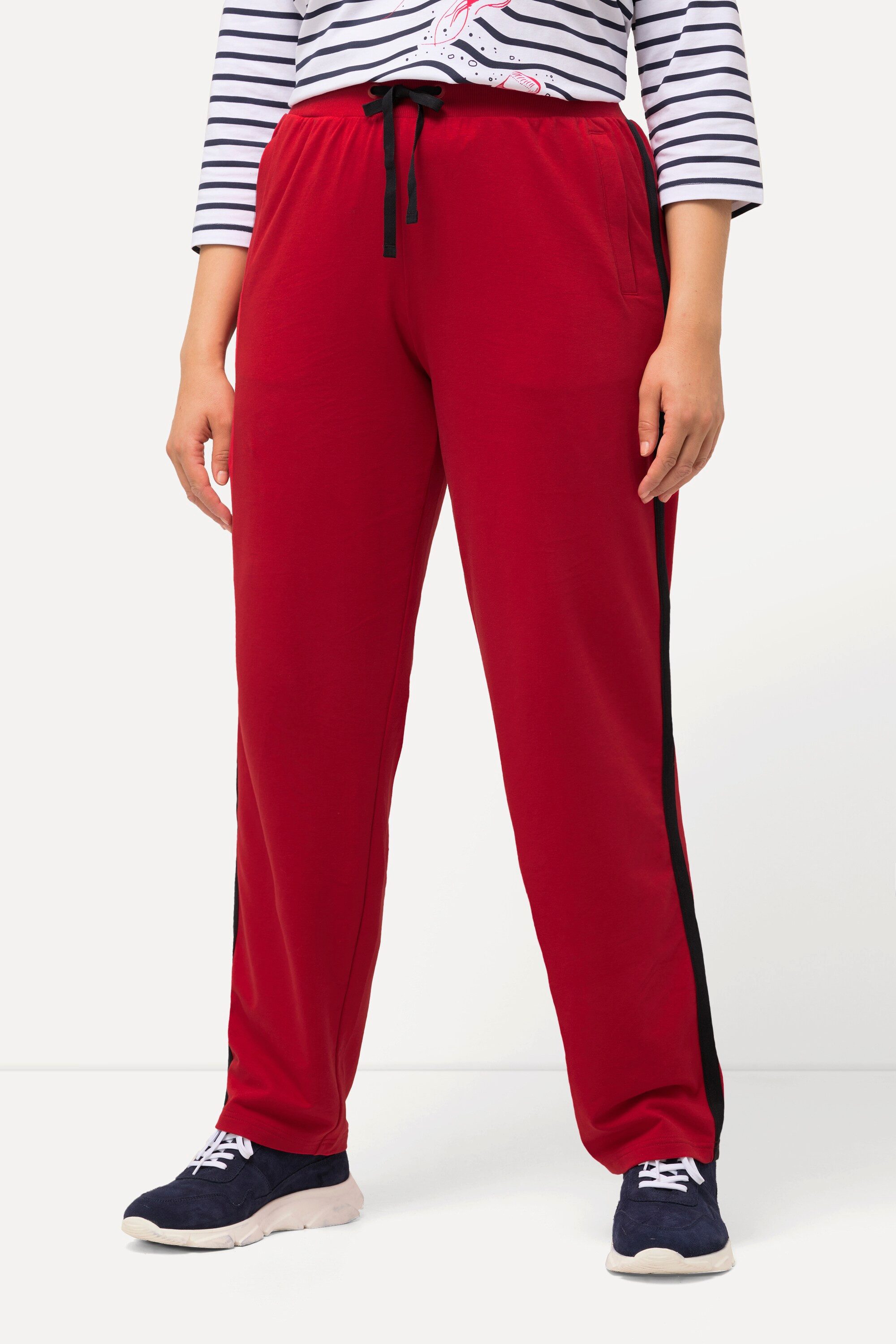 Ulla Popken Jogginghose Jogginghose Seitenstreifen Kordel gerades Bein