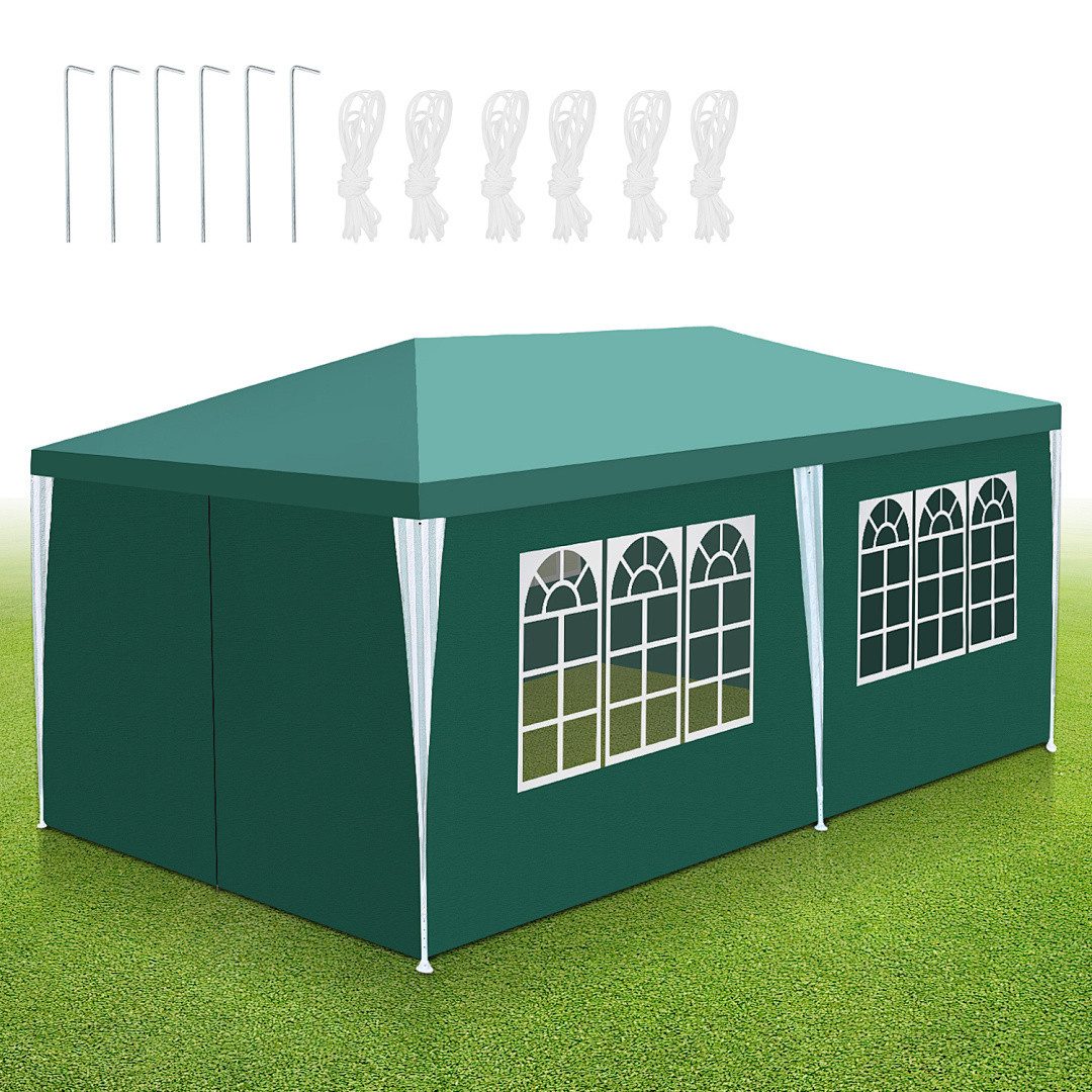 Clanmacy Pavillonseitenteil Pavillon Partyzelt mit 4 Seitenteilen, wasserdicht, 3x6m