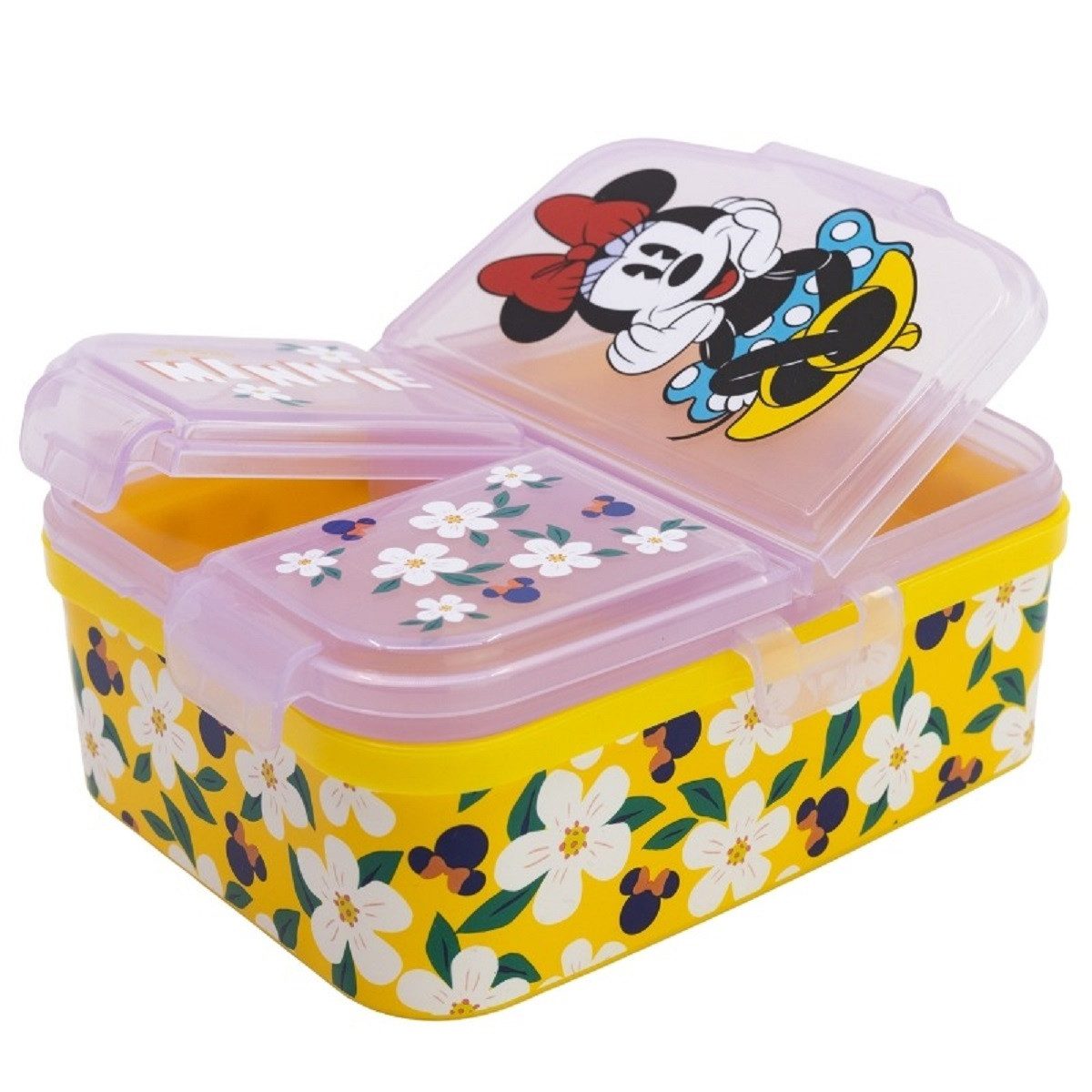 Stor Lunchbox Disney Minnie Mouse Kinder Brotdose XL Lunchbox 4 Fächern, Plastik, (Set), Brotdose