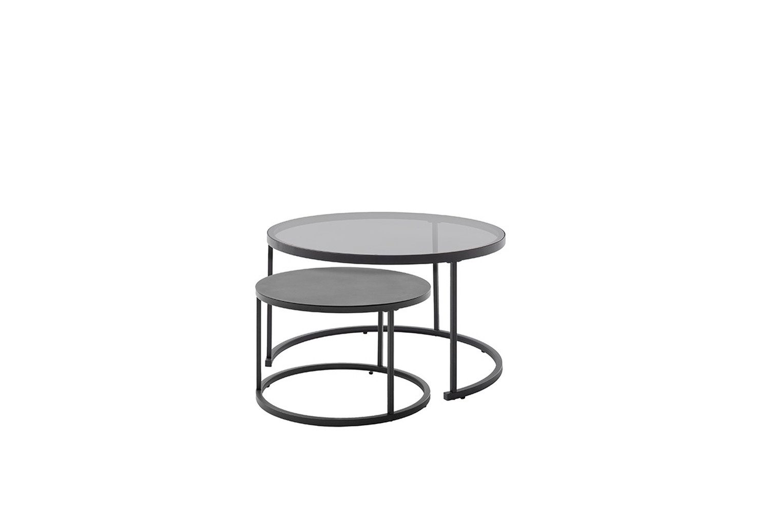 freiraum Satztisch CHESTER, (2er-Set) schwarz, Metall/ Glas - 74/42/74 cm + 55/35/55 cm (BxHxT)