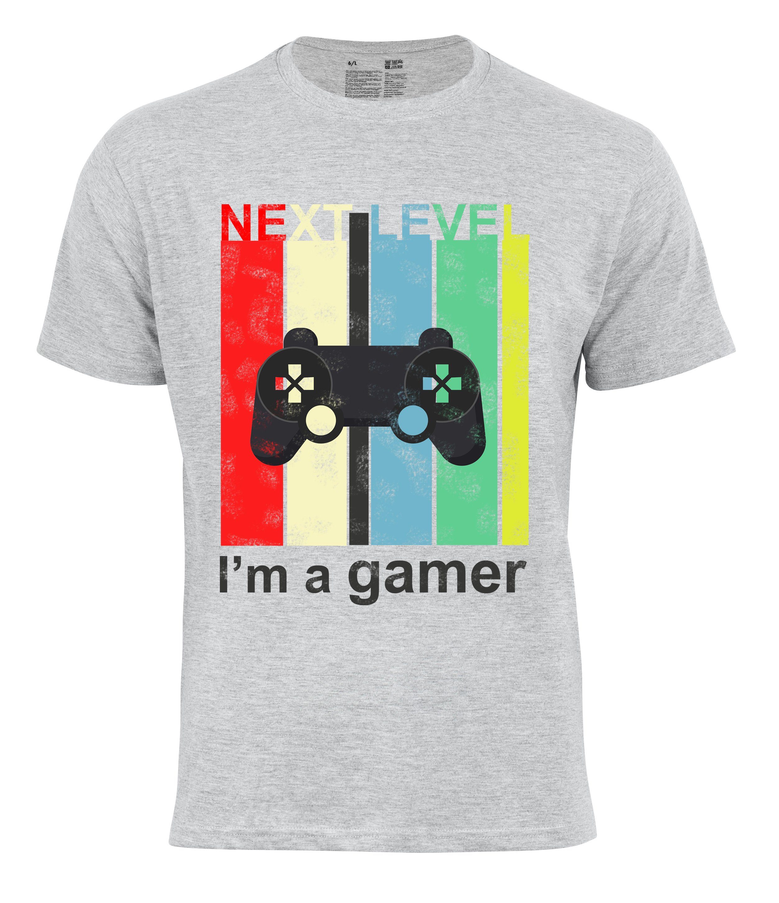 Gamer" - Prime® a Level "I`m Next Cotton Grau T-Shirt