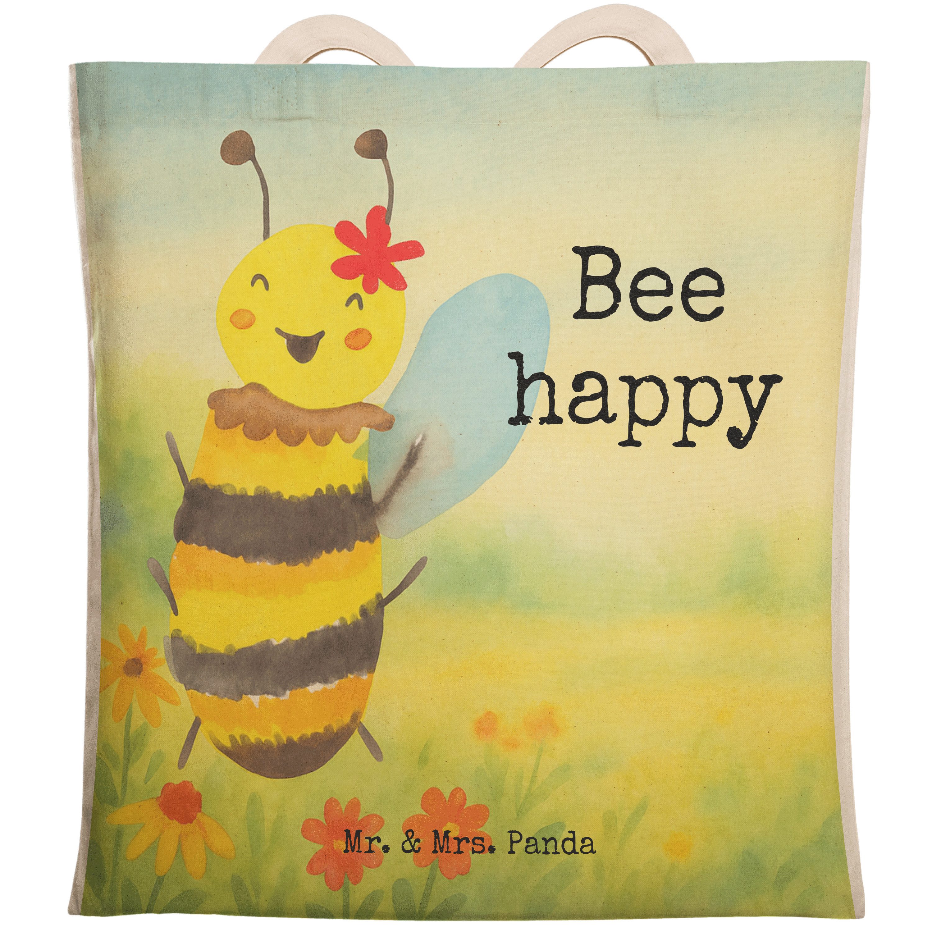 Tragetasche Biene Happy Design, Tote Bag, Weiß, shopping bag, markttasche, Wespe