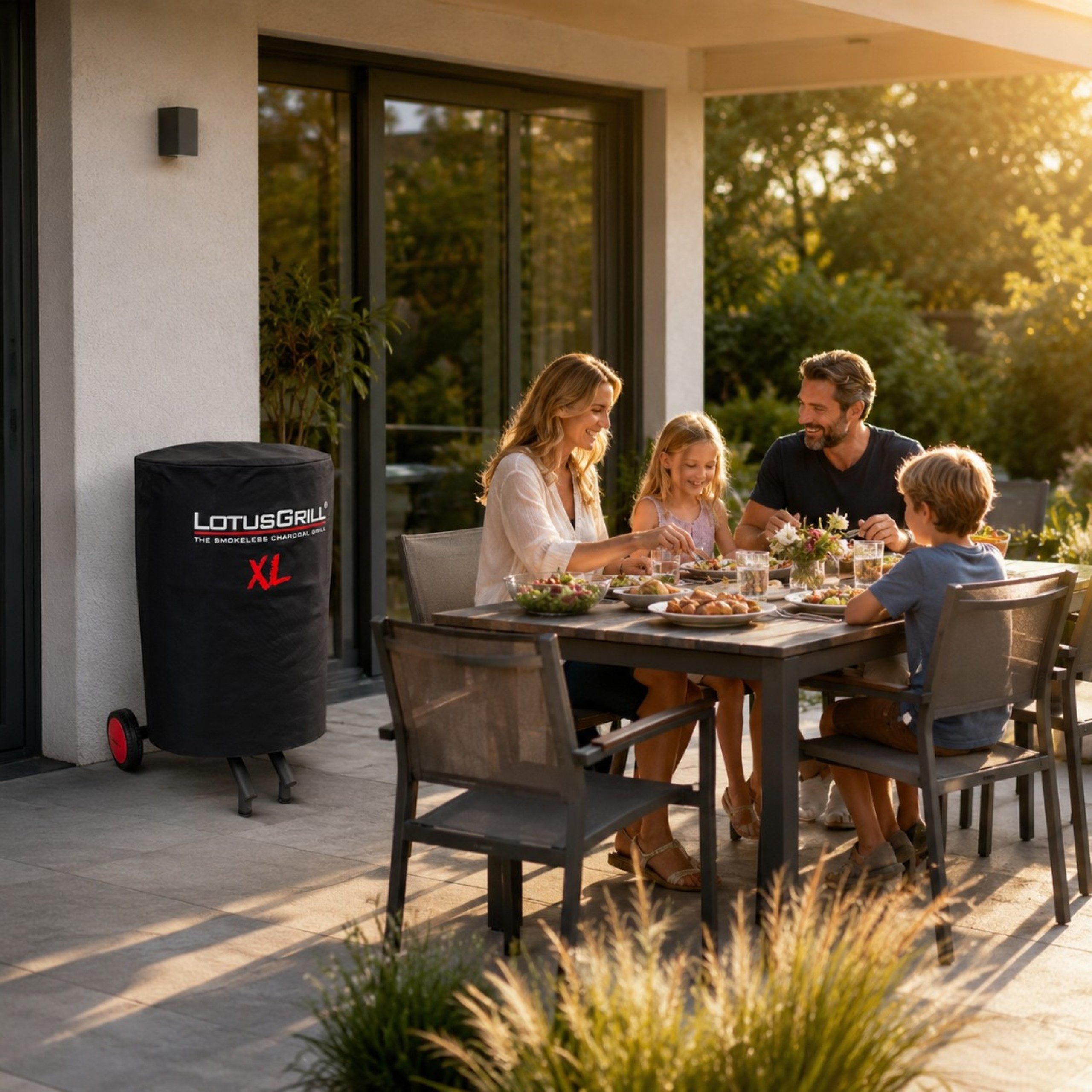 LotusGrill Grill-Schutzhülle LotusGrill XL G435 Abdeckhaube, Wetterfest mit Kordelzug, UV-Schutz