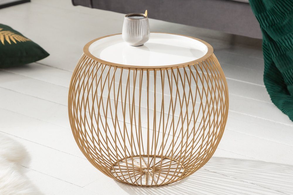 riess-ambiente Couchtisch STORAGE Ø40cm gold / weiß · abnehmbares Tablett ( günstig online kaufen