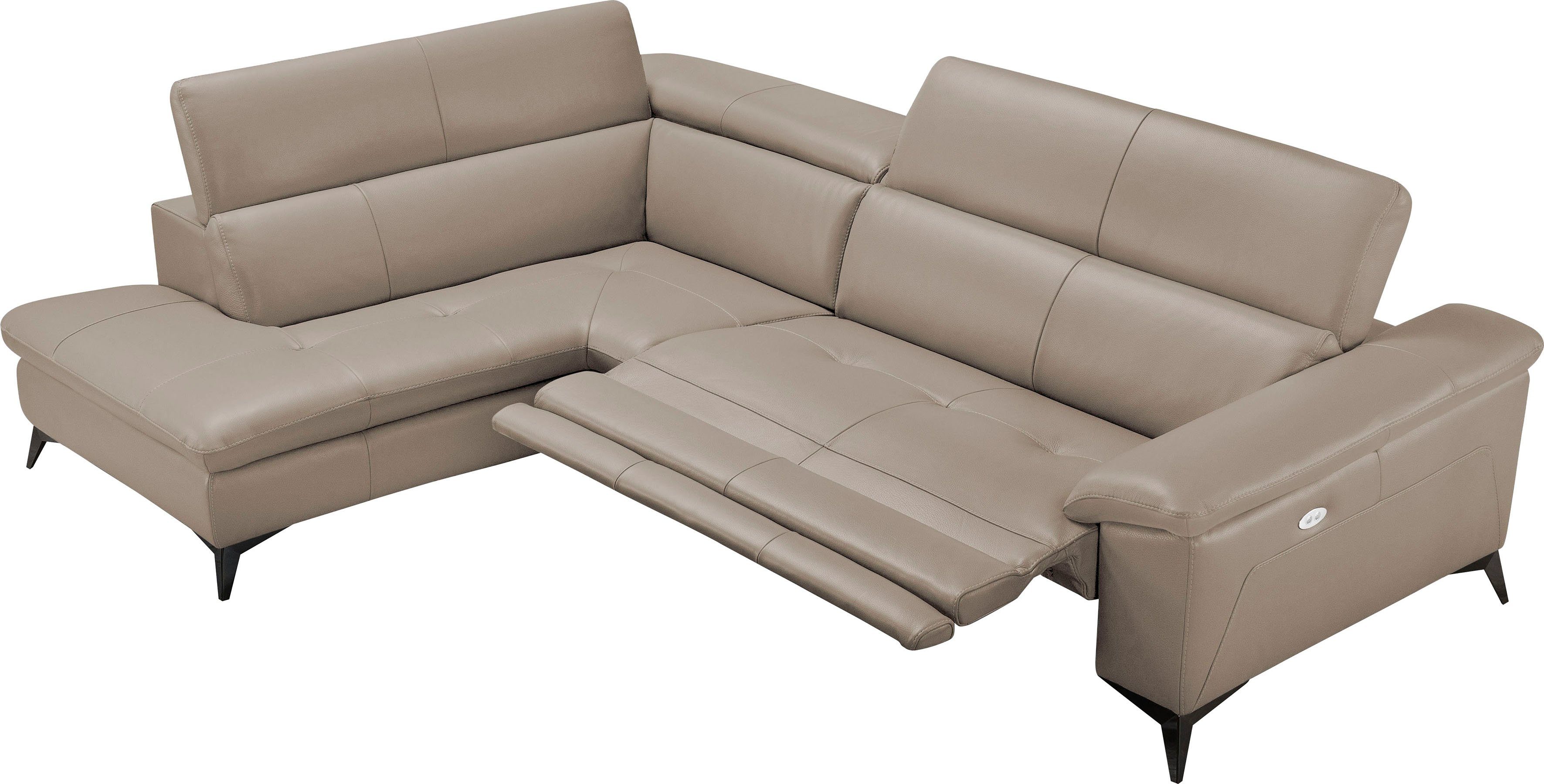 Egoitaliano Ecksofa Martine, Multifunktionssofa mit Komfortfunktionen, edel und bequem, mit Ottomane, elektrischer Relaxfunktion und Kopfteilverstellung