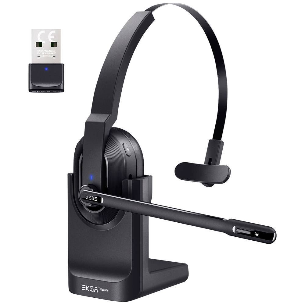 EKSA Kabelloses, Noise-Cancelling-Mono-Headset mit Kopfhörer inkl. und Lade- Basisstation, (Headset, Dockingstation) Bluetooth® mit