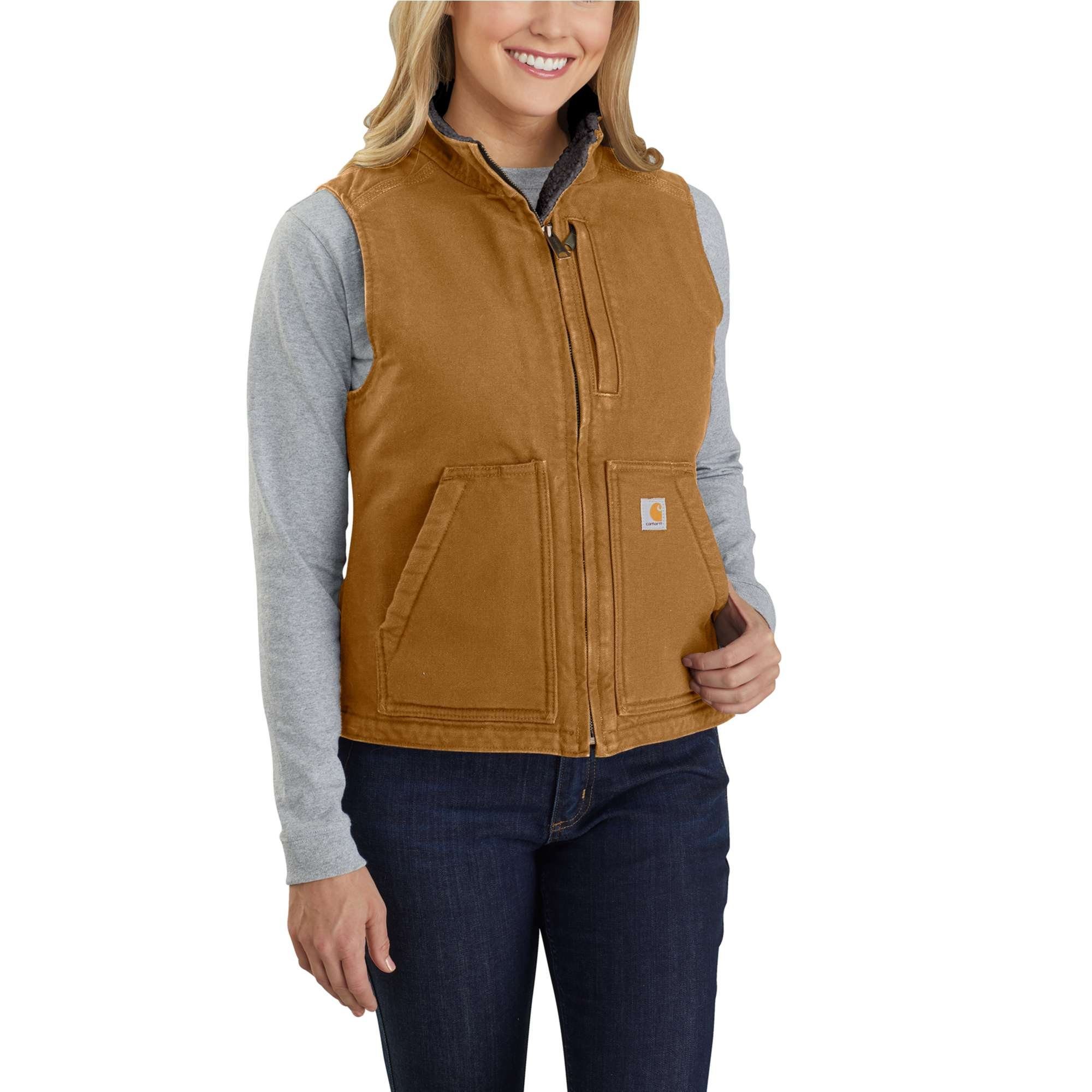 Carhartt Reitweste SHERPA LINED MOCK NECK VEST (1-tlg) Weste mit Baumwollfleece-Futter Und Stehkragen