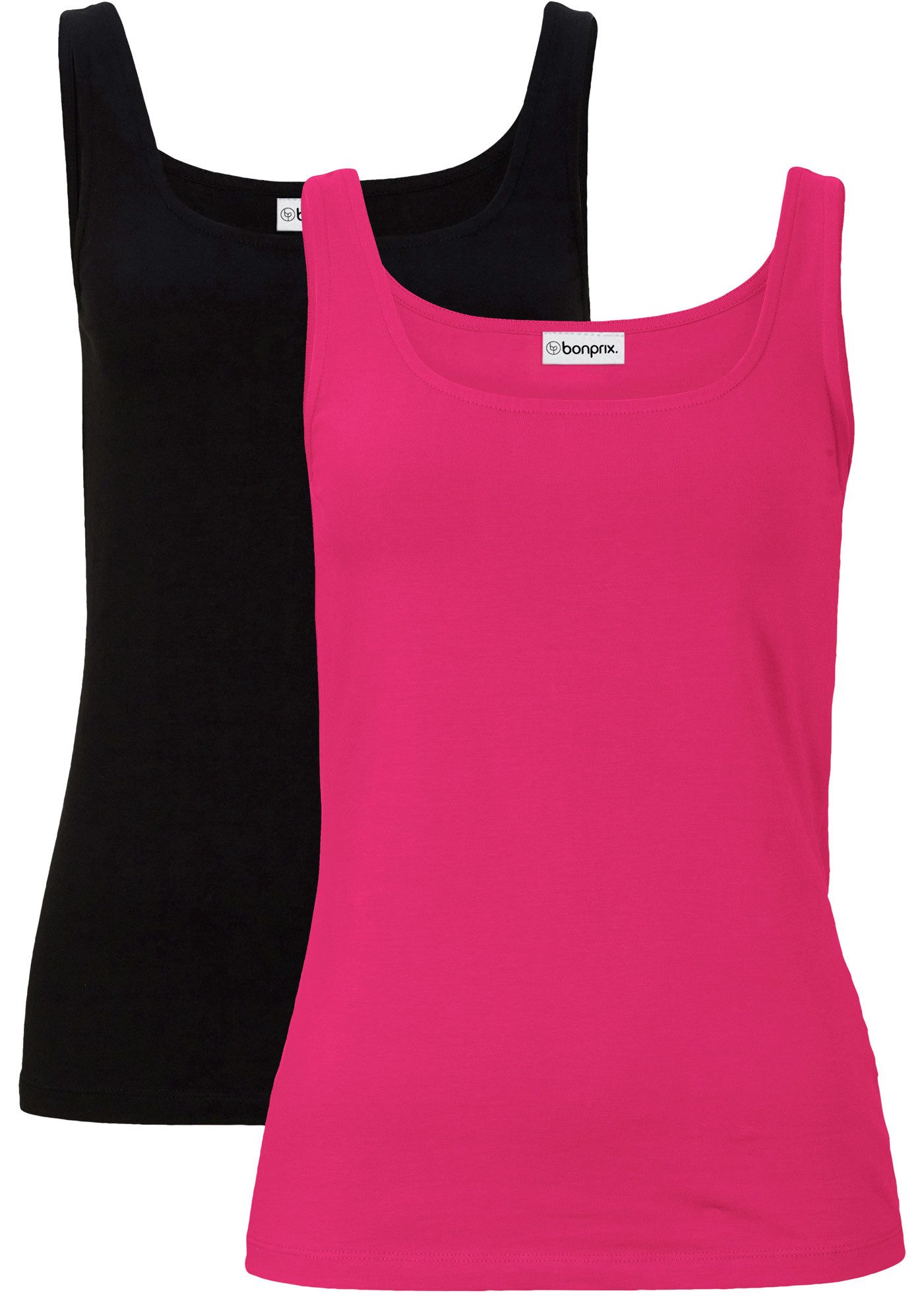 bonprix Tanktop (Packung, 2-tlg) taillierte Passform, mit Carré-Ausschnitt