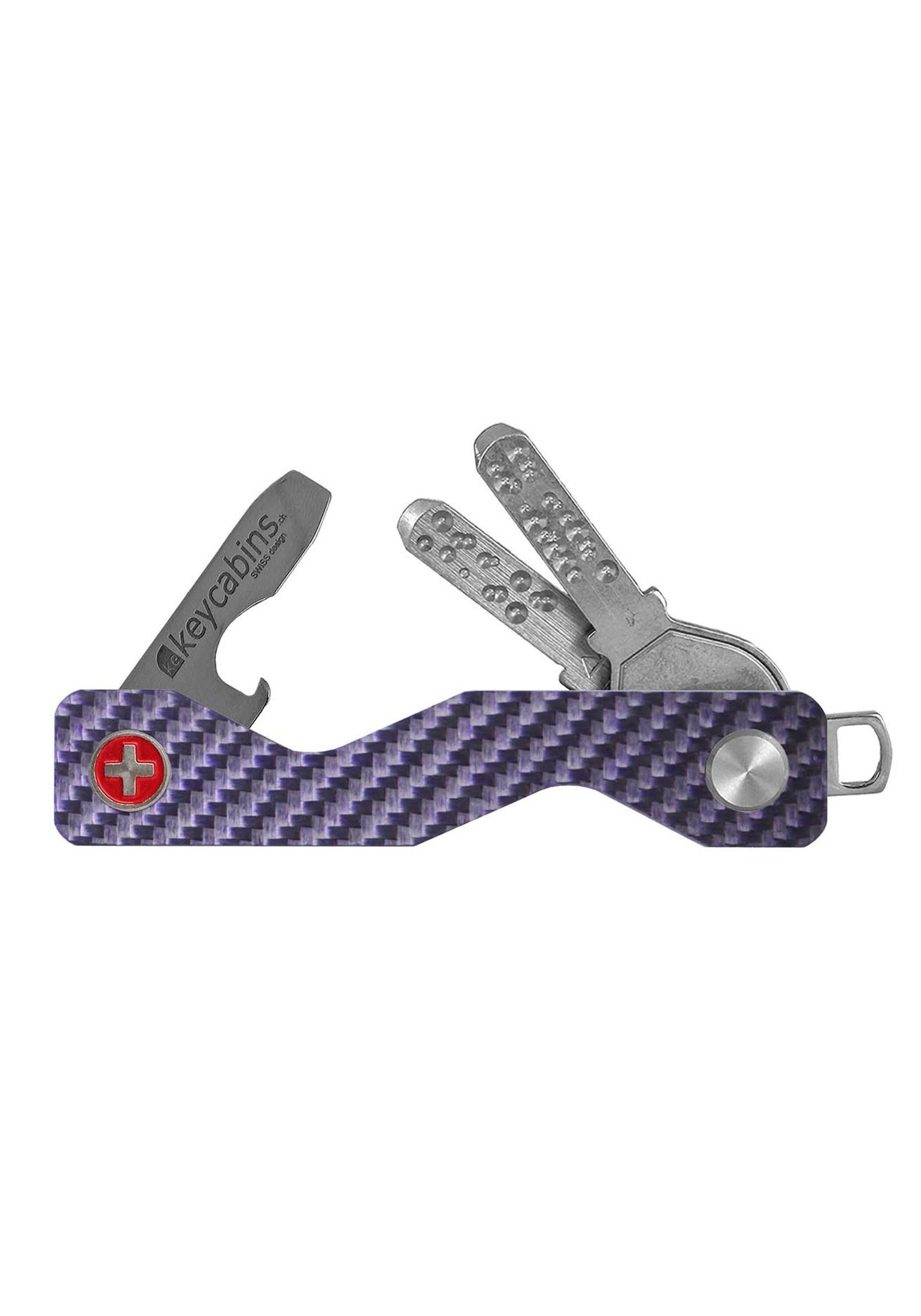 Carbon Schlüsselanhänger keycabins violett SWISS Made S3,