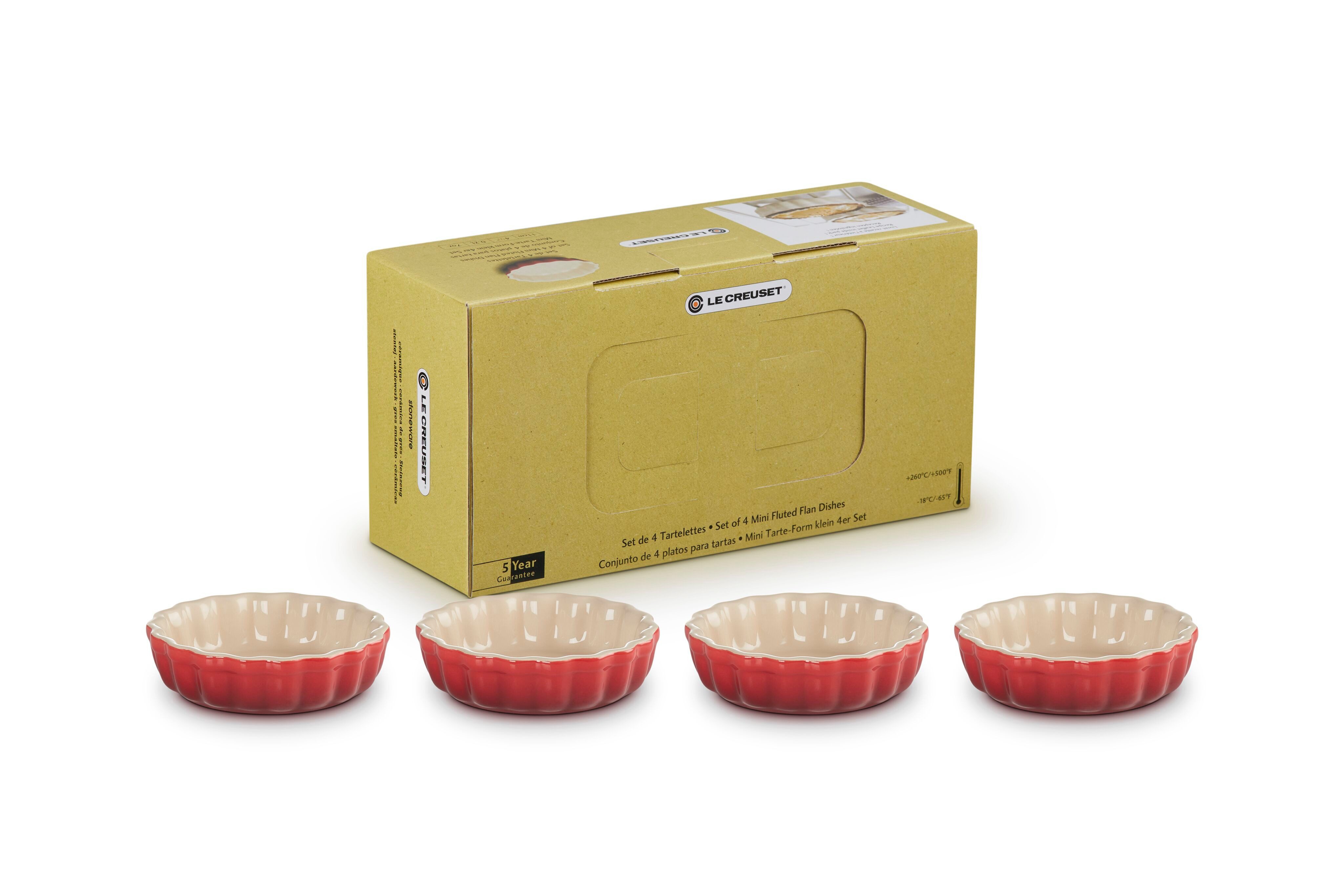 LE CREUSET Tarteform 4er-Set Tarteförmchen aus Steinzeug, Je 200 ml/Ø 11 cm