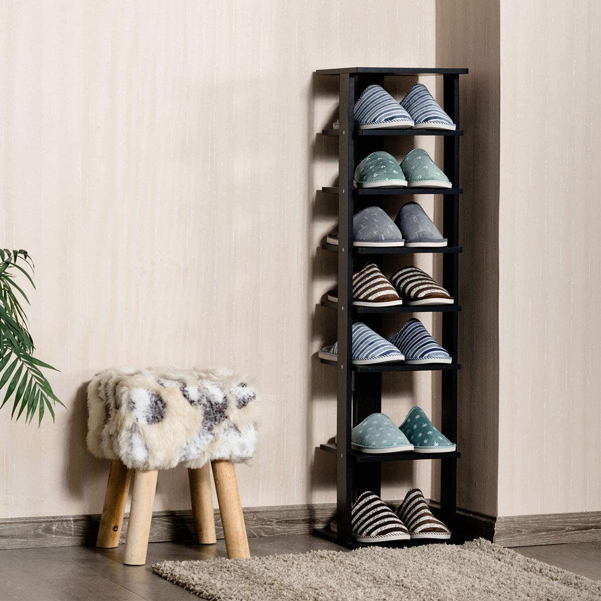 COSTWAY Schuhregal, schmal, höhenverstellbar, 8-stöckig, Holz, günstig online kaufen