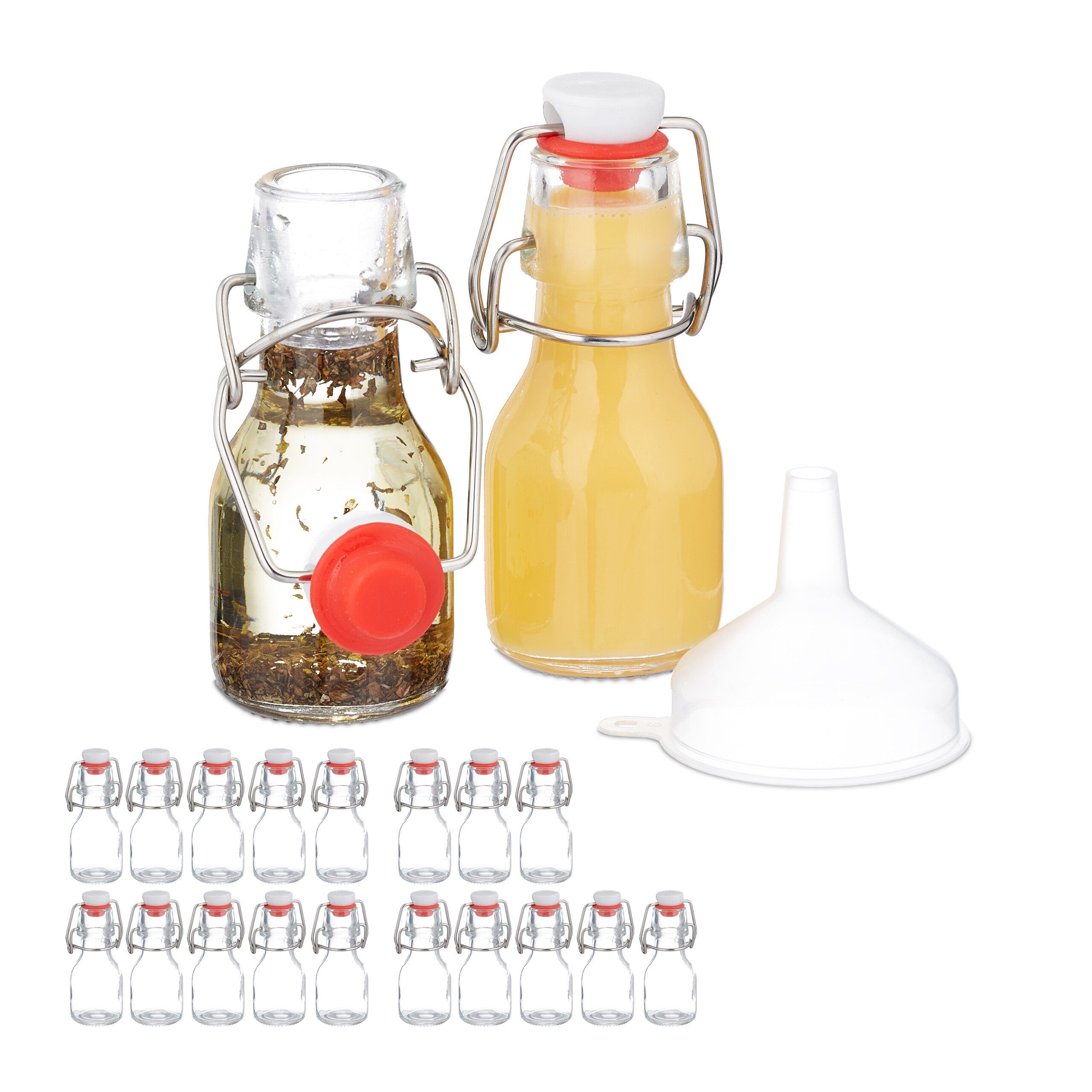 relaxdays Vorratsglas Kleine Flaschen mit Bügelverschluss Set, Glas, (20er Set), 20er Pack