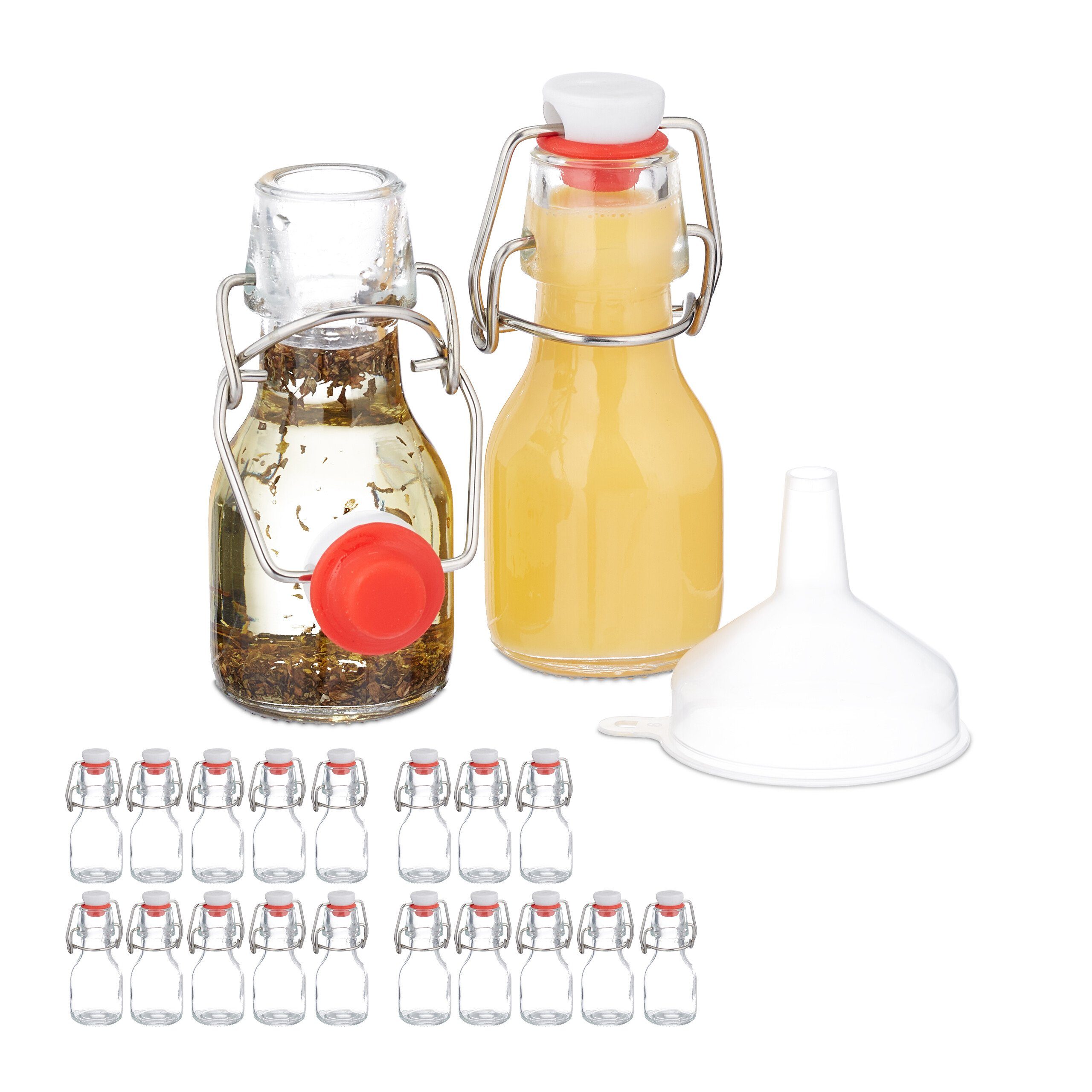 relaxdays Vorratsglas Kleine Flaschen mit Bügelverschluss Set, Glas, (20er Set, 20-tlg), 20er Pack