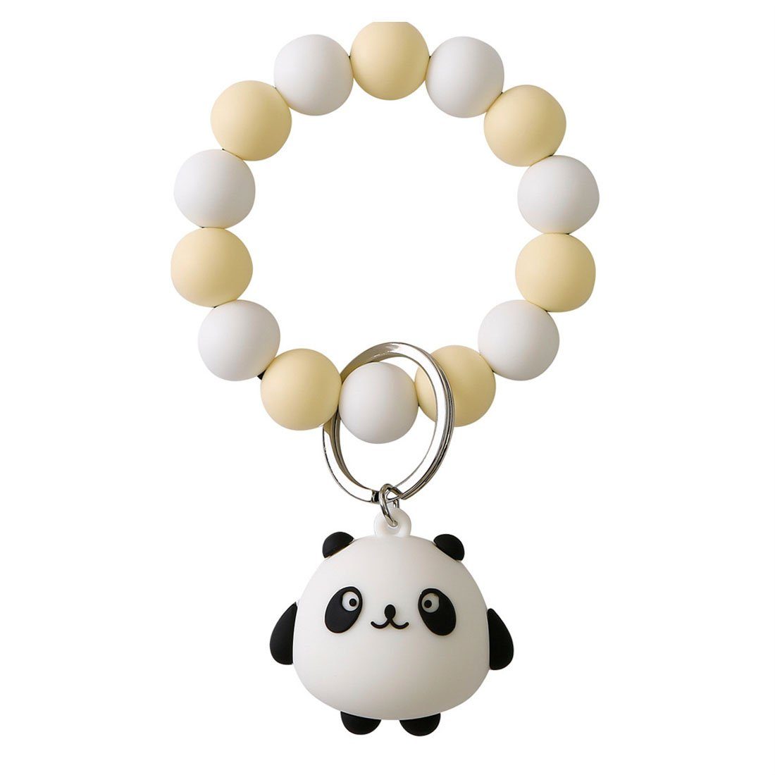 DÖRÖY Schlüsselanhänger Panda Silikon-Schlüsselanhänger für das Handgelenk mit Perlen Gelb