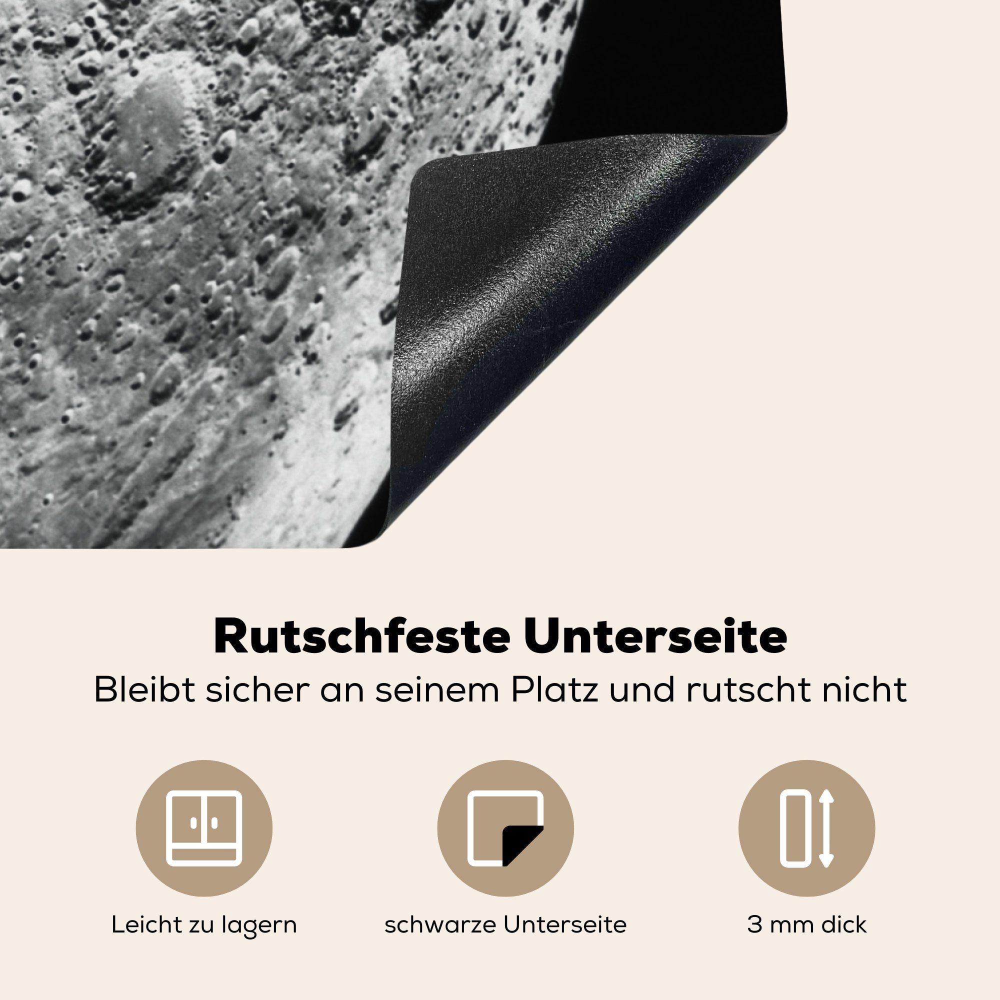 MuchoWow Herdblende-/Abdeckplatte Mond - Weltraum die küche, Schutz - Vinyl, für 81x52 cm, Ceranfeldabdeckung (1 Schwarz, Induktionskochfeld tlg)