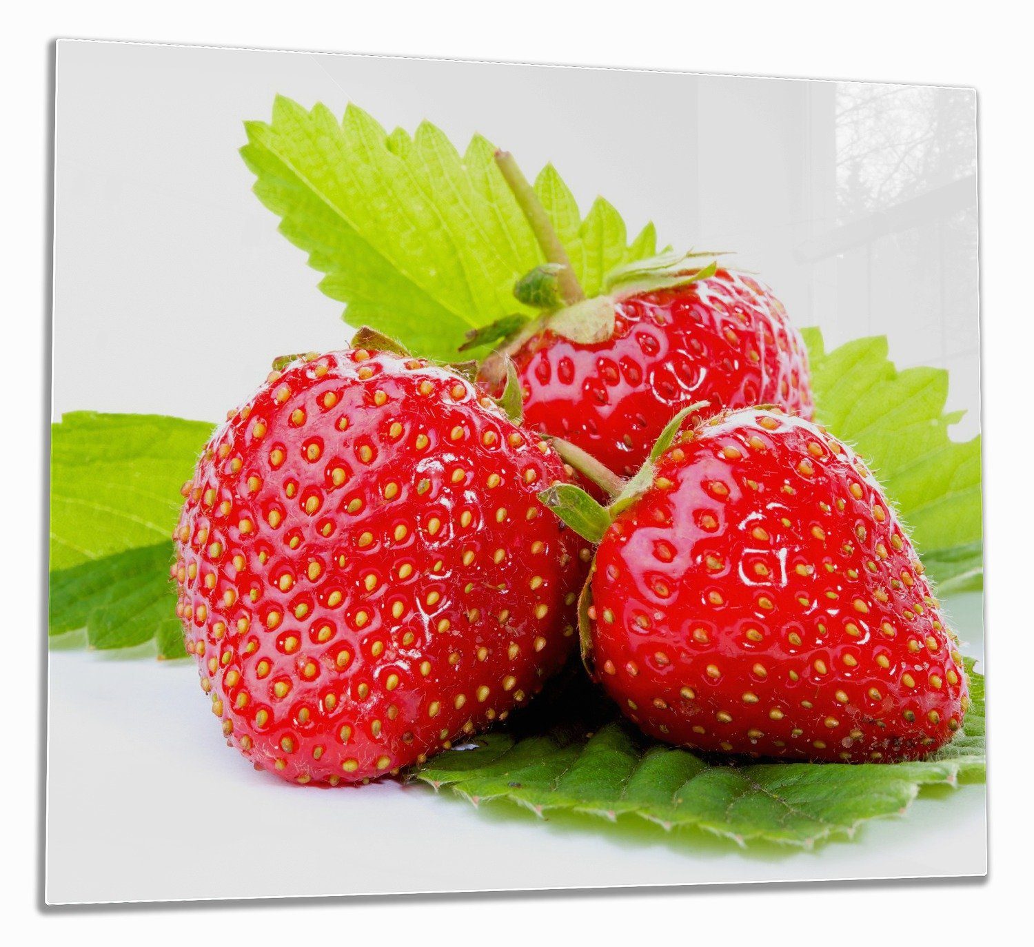 Wallario Herd-Abdeckplatte Frische rote Erdbeeren für die Küche, ESG-Sicherheitsglas, (Glasplatte, 1 tlg., inkl. 5mm Noppen), verschiedene Größen