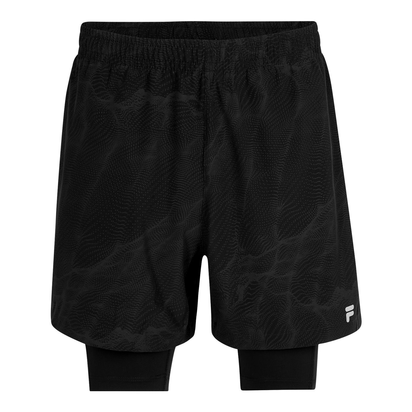 Fila Sporthose Running Shorts Roanoke AOP mit Floating-F Logo auf der Vorder- und Rückseite