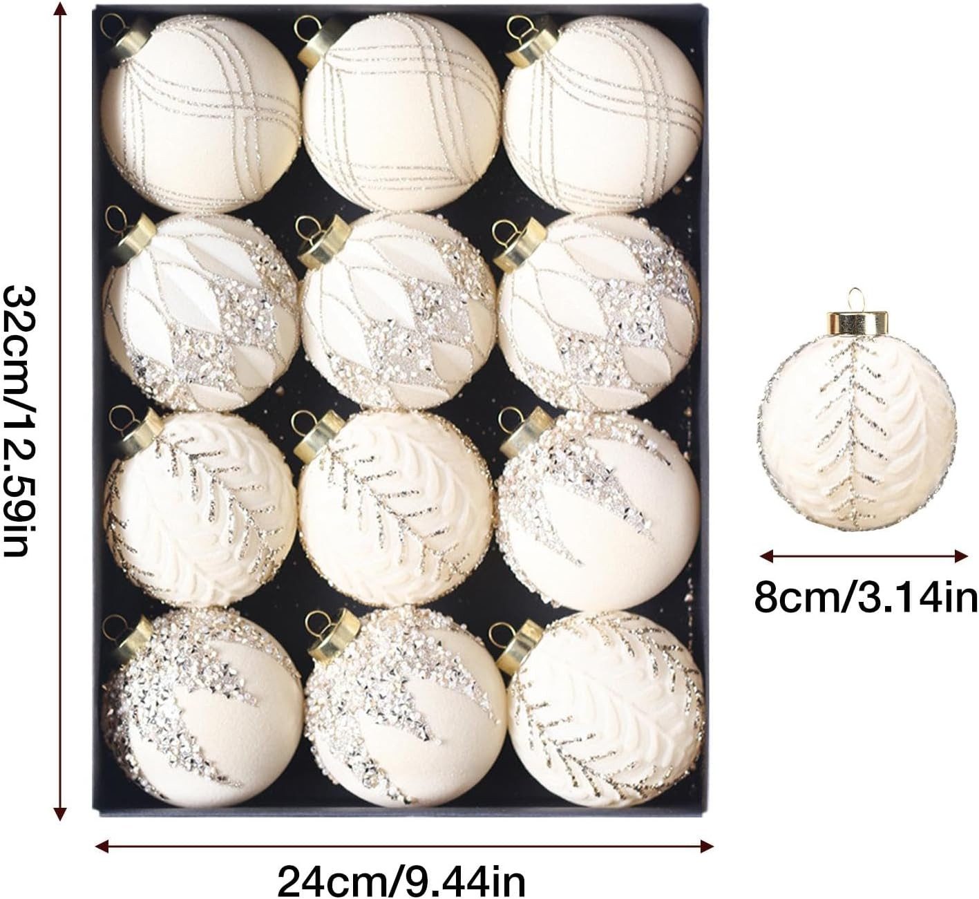 Coonoor Weihnachtsbaumkugel 12 Stück Christbaumkugeln, 8cm Weihnachtskugel, Christbaumschmuck, Weihnachtsbaumschmuck,deko Weihnachten – Bild 2 von 5