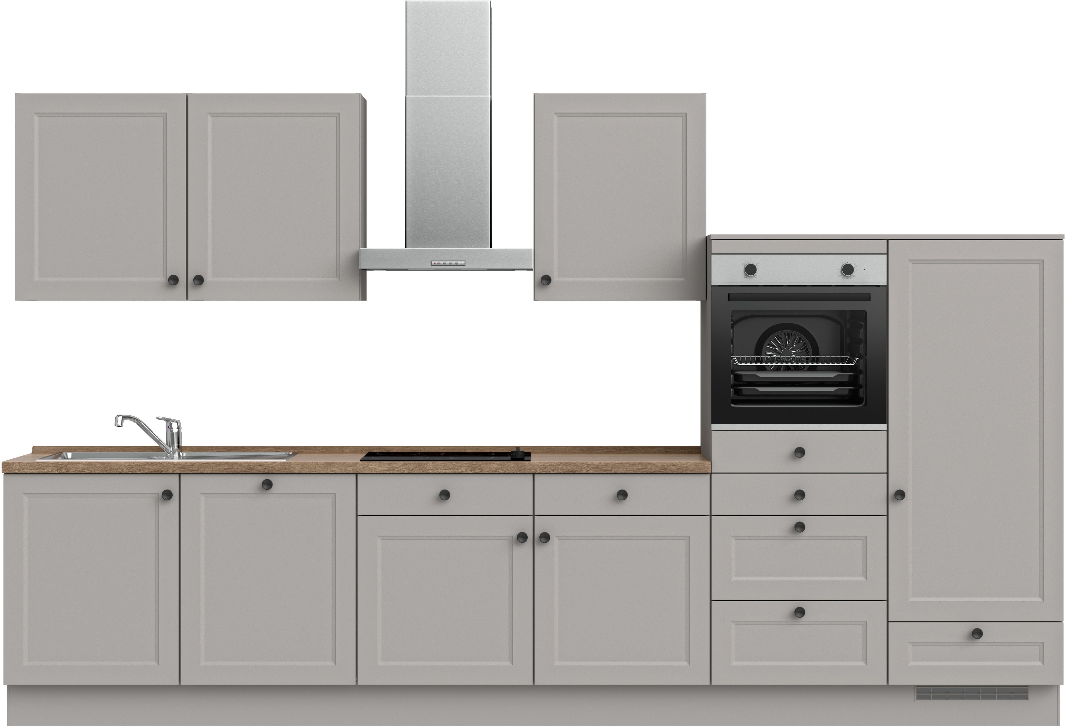nobilia® Küche "Cascada I", NEU: individuell anpassbar mit gratis Profi-Beratung, vormontiert, Breite 360 cm, Ausrichtung wählbar, wahlw. mit E-Geräten
