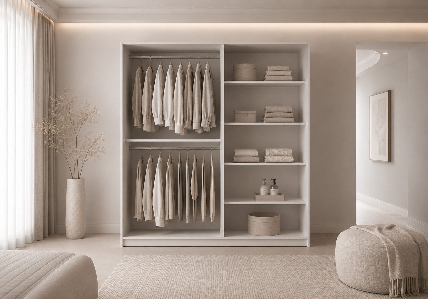 MOEBLO Drehtürenschrank Glamy 4D Wood (Moderner 4-türiger Kleiderschrank mit viel Stauraum, Einlegeböden – Ideal für Schlafzimmer, Ankleidezimmer oder Jugendzimmer, Schrank Garderobe Drehtürenschrank - holz griffe) (BxHxT): 200 x 210 x 57 cm