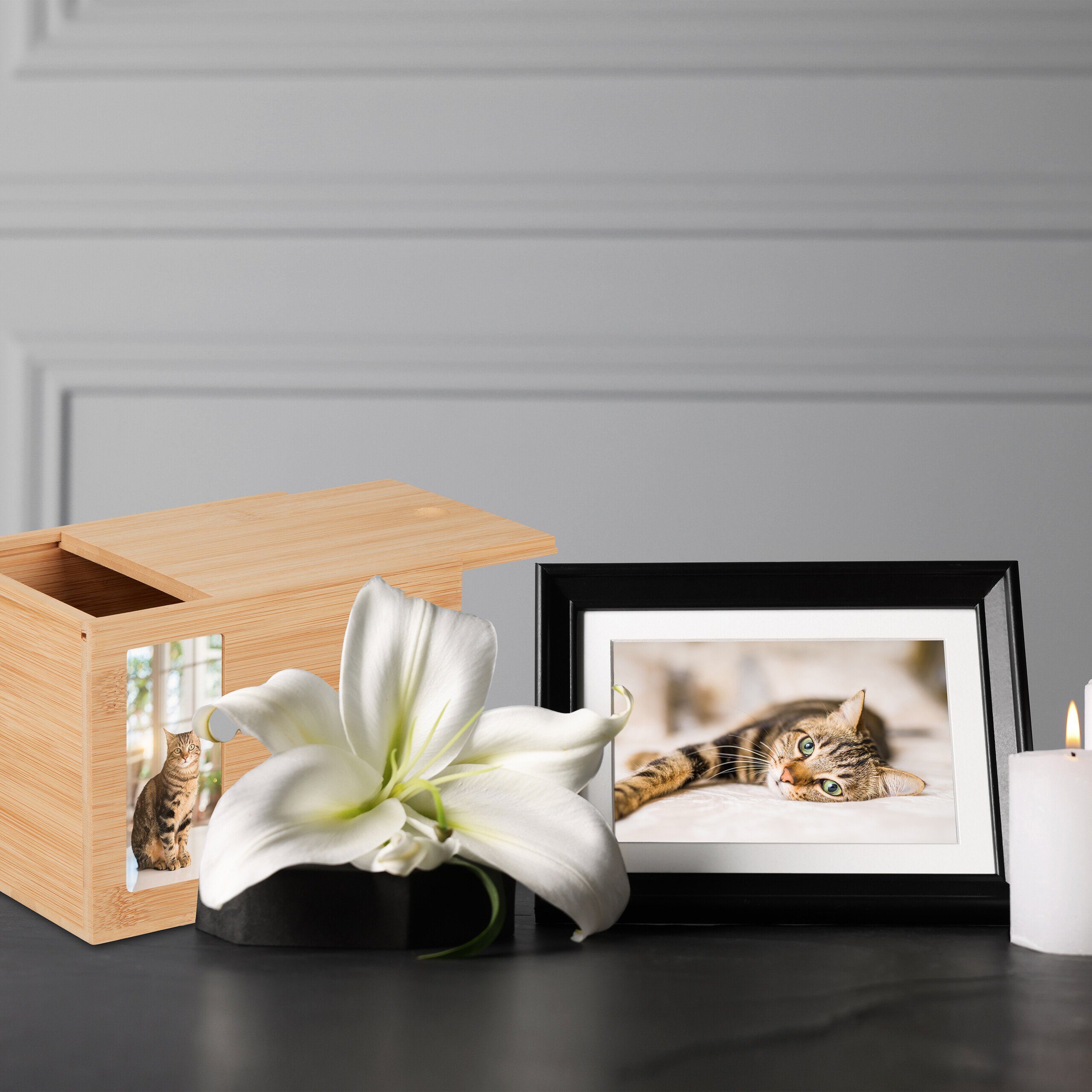 relaxdays Holzkiste Tierurne aus Bambus