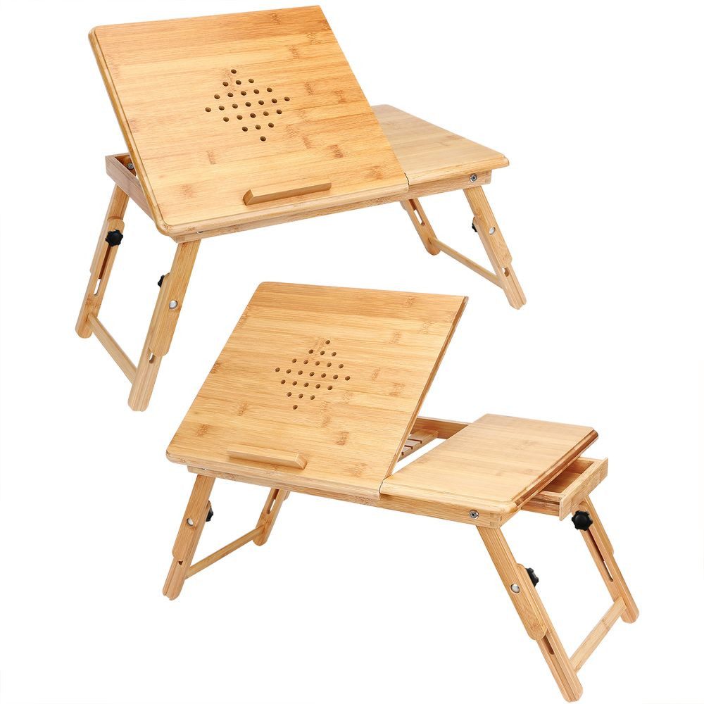 Casaria Laptoptisch, Höhenverstellbar Klappbar Schublade Neigbar Betttisch Bett Couch Sofa