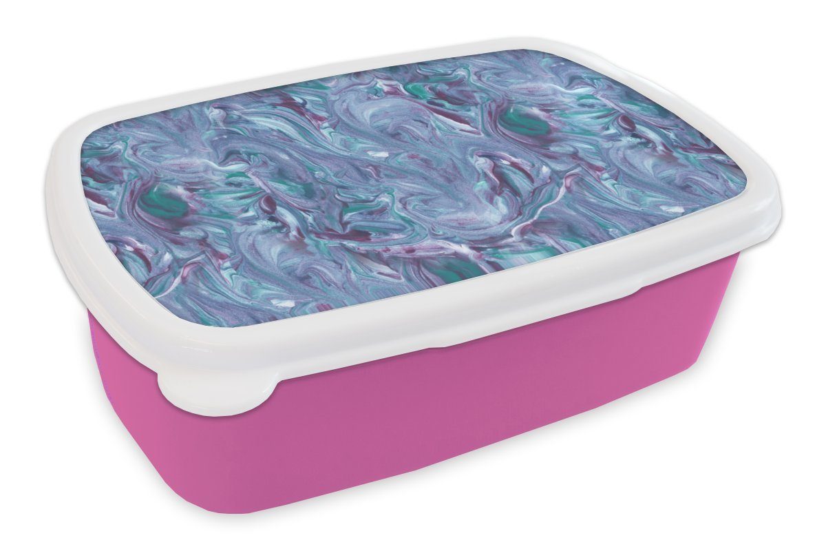 MuchoWow Lunchbox Marmor - Farbe - Abstrakt - Muster, Kunststoff, (2-tlg), Brotbox für Erwachsene, Brotdose Kinder, Snackbox, Mädchen, Kunststoff rosa