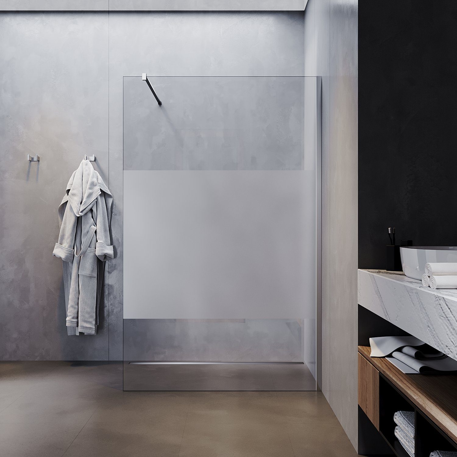 SONNI Walk-in-Dusche Walk-In Dusche,Vollsatiniert/ Teilsatiniert Glas,80-14 günstig online kaufen