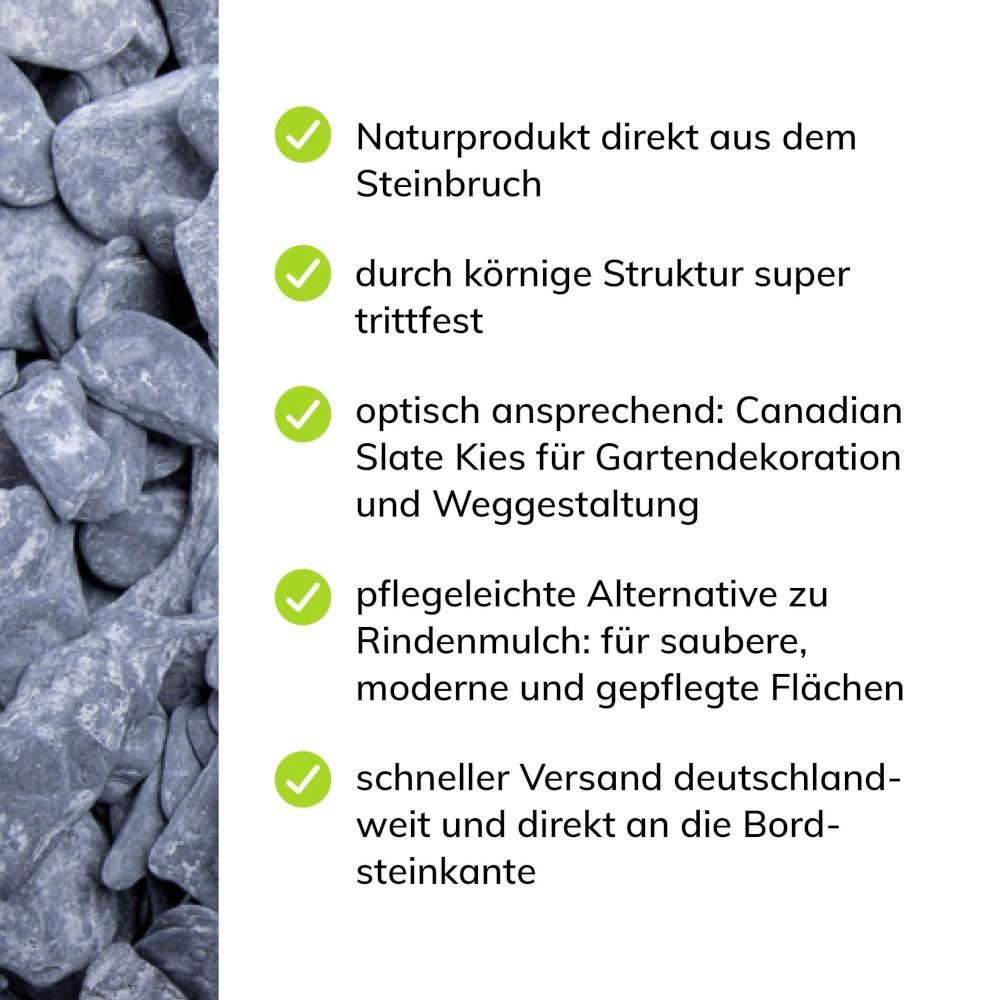 CM-Gartendesign Zierkies Canadian Slate Kies, (30/80mm, blau), 5kg