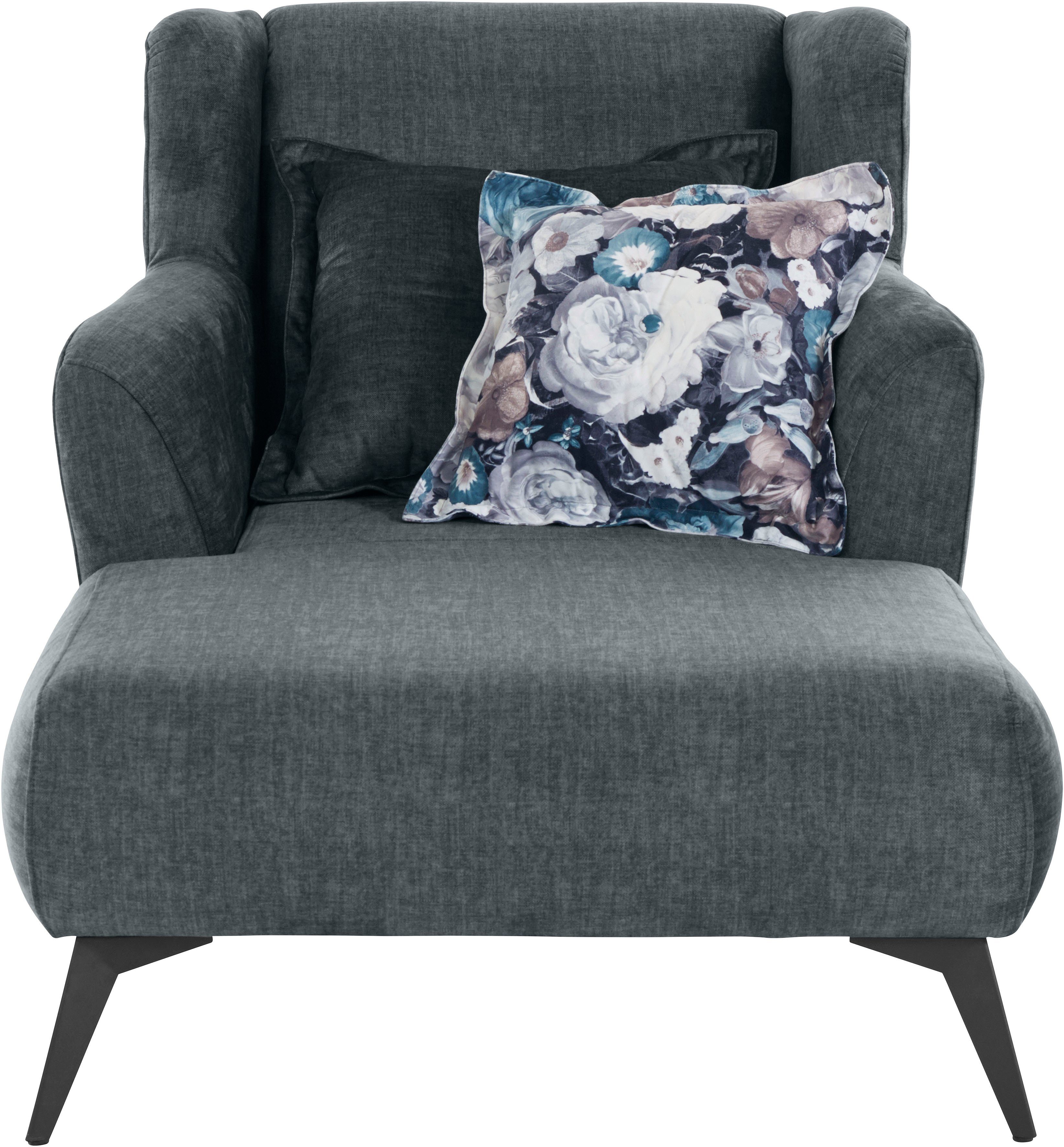 Home affaire Loveseat Baggio Mega Sessel für Komfort und Entspannung, zeitlos und modern, Zierkissen inklusive, schwarze Metallfüße