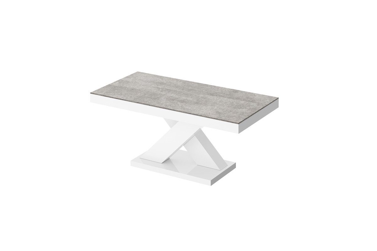 designimpex Couchtisch Design H-888 Beton - Weiß Hochglanz Highgloss Tisch Wohnzimmertisch Beton / Weiß Hochglanz