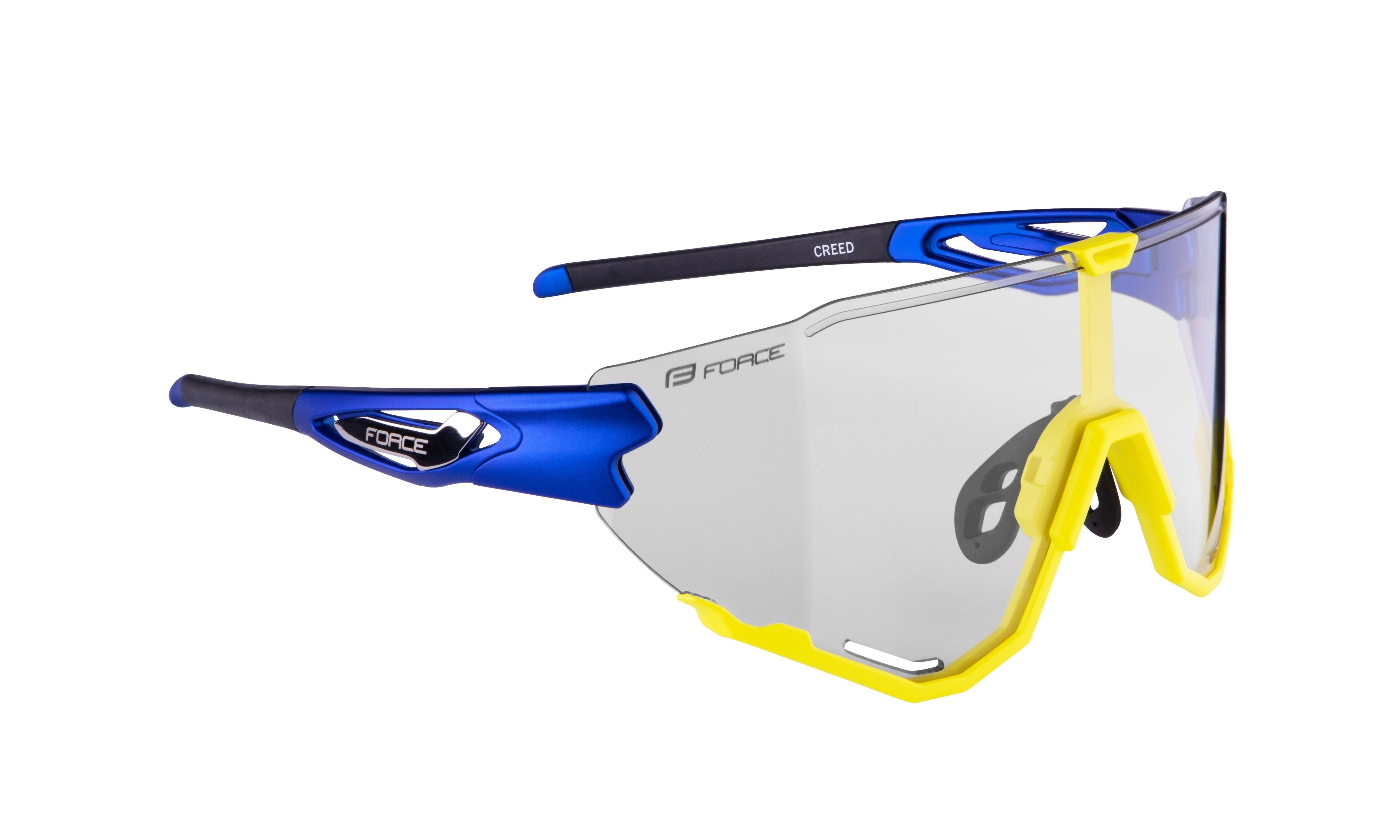 photochrom blauer Fahrradbrille FORCE Sonnenbrille CREED Bügel, FORCE gelbes