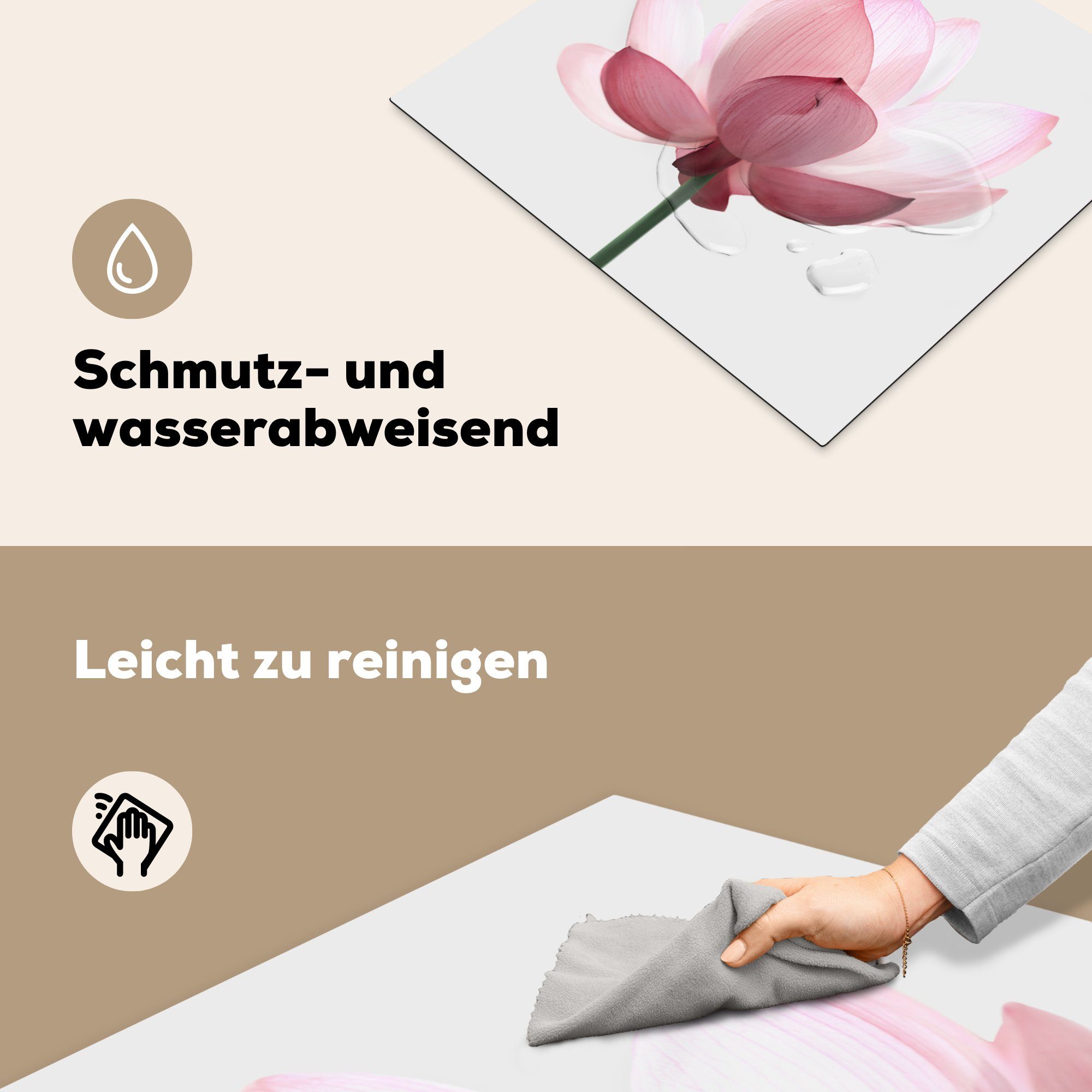 Herdblende-/Abdeckplatte Natur Mobile (1 Vinyl, Rosa tlg), MuchoWow - Ceranfeldabdeckung Blumen 60x52 - nutzbar, - Botanisch, Arbeitsfläche cm,